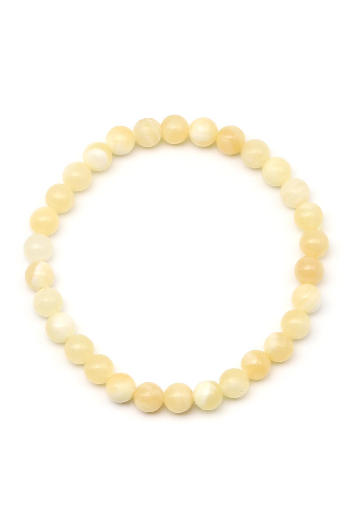 Kalsit Doğal Taş Bileklik 6 mm Küre Kesim