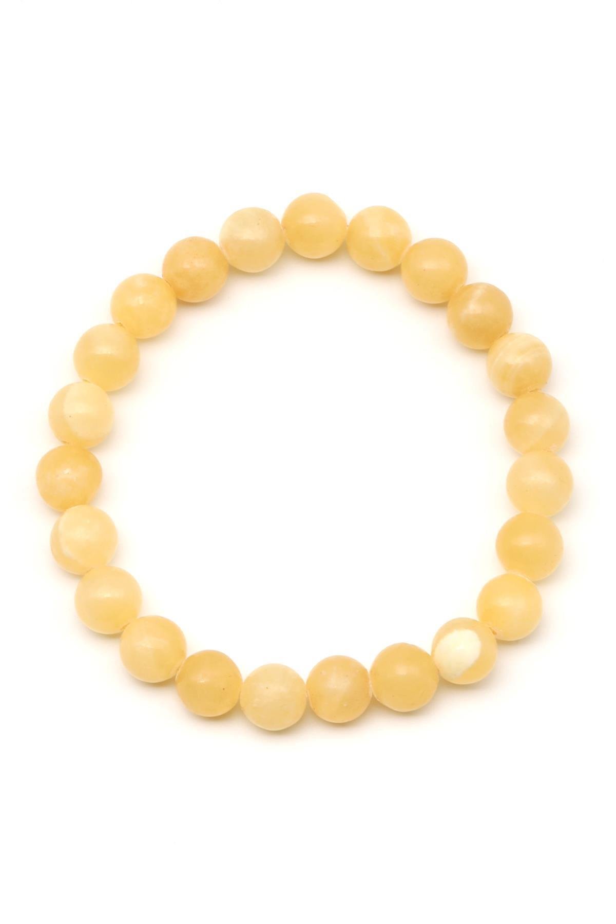 Kalsit Doğal Taş Bileklik 8 mm Küre Kesim