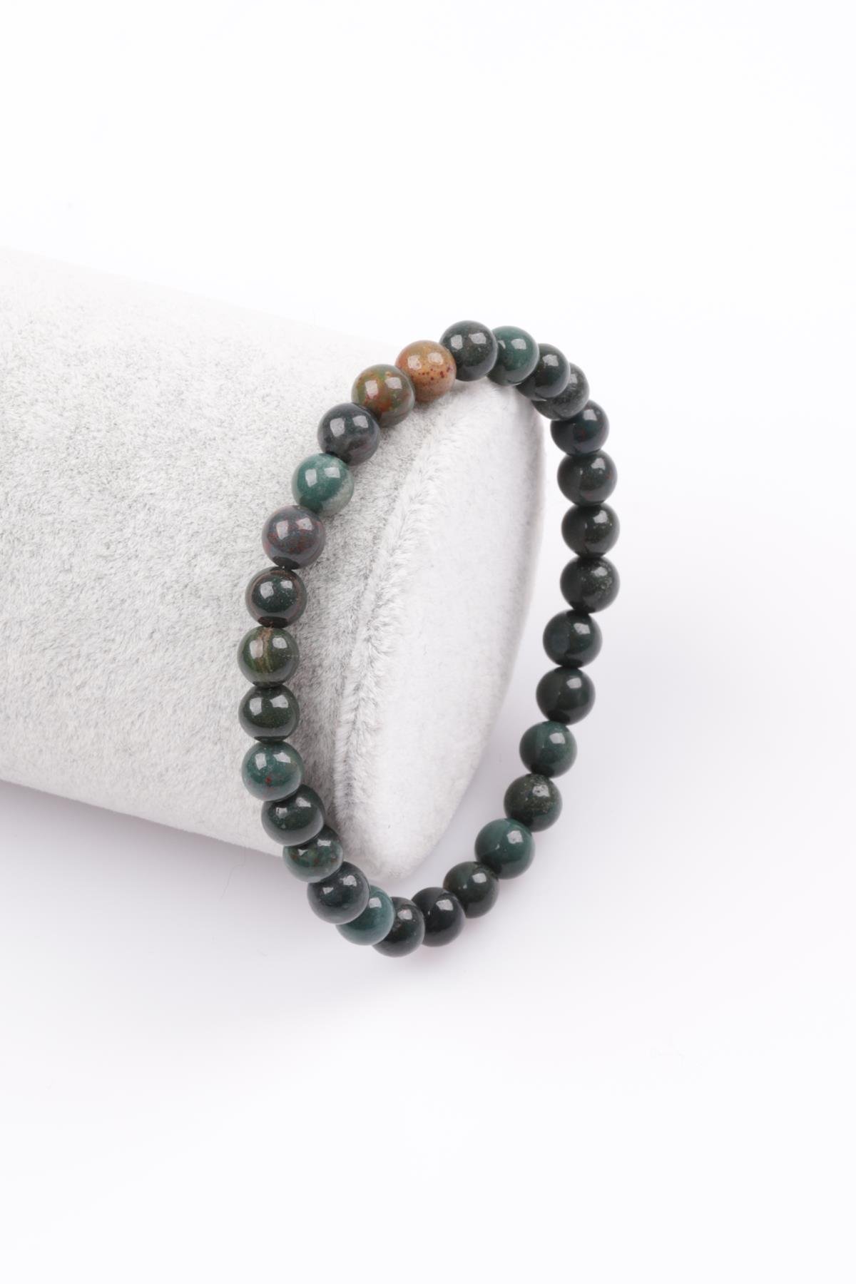 Kan Taşı Doğal Taş Bileklik 6 mm Küre Kesim