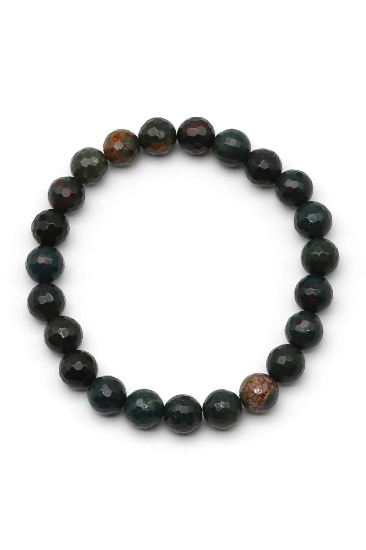 Kan Taşı Doğal Taş Bileklik 8 mm Fasetli Küre Kesim