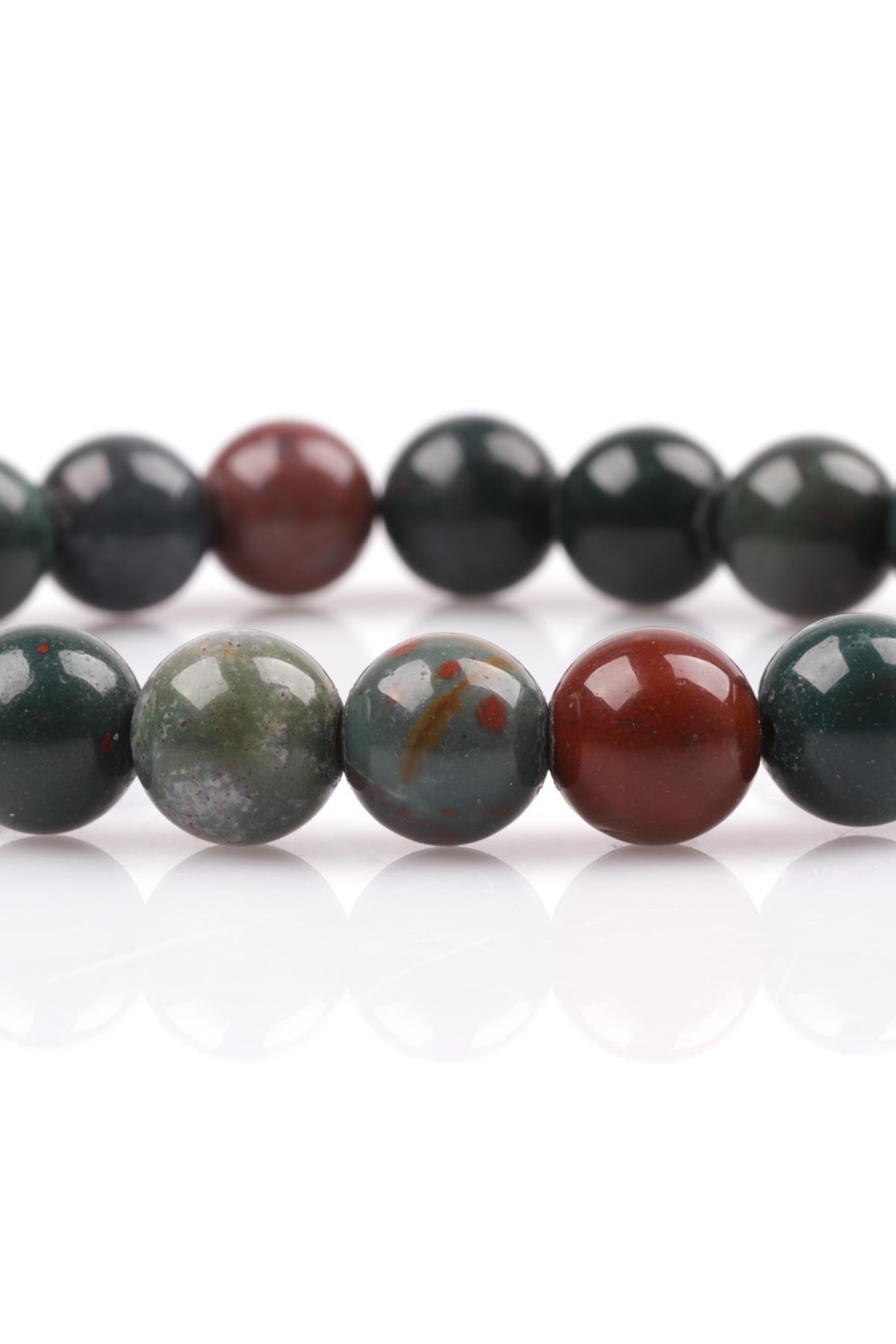 Kan Taşı Doğal Taş Bileklik 8 mm Küre Kesim