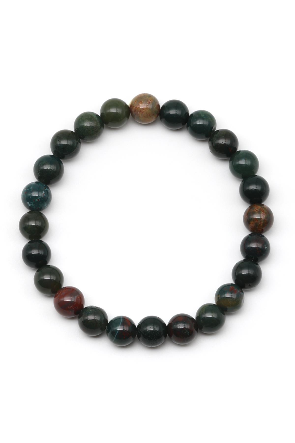 Kan Taşı Doğal Taş Bileklik 8 mm Küre Kesim