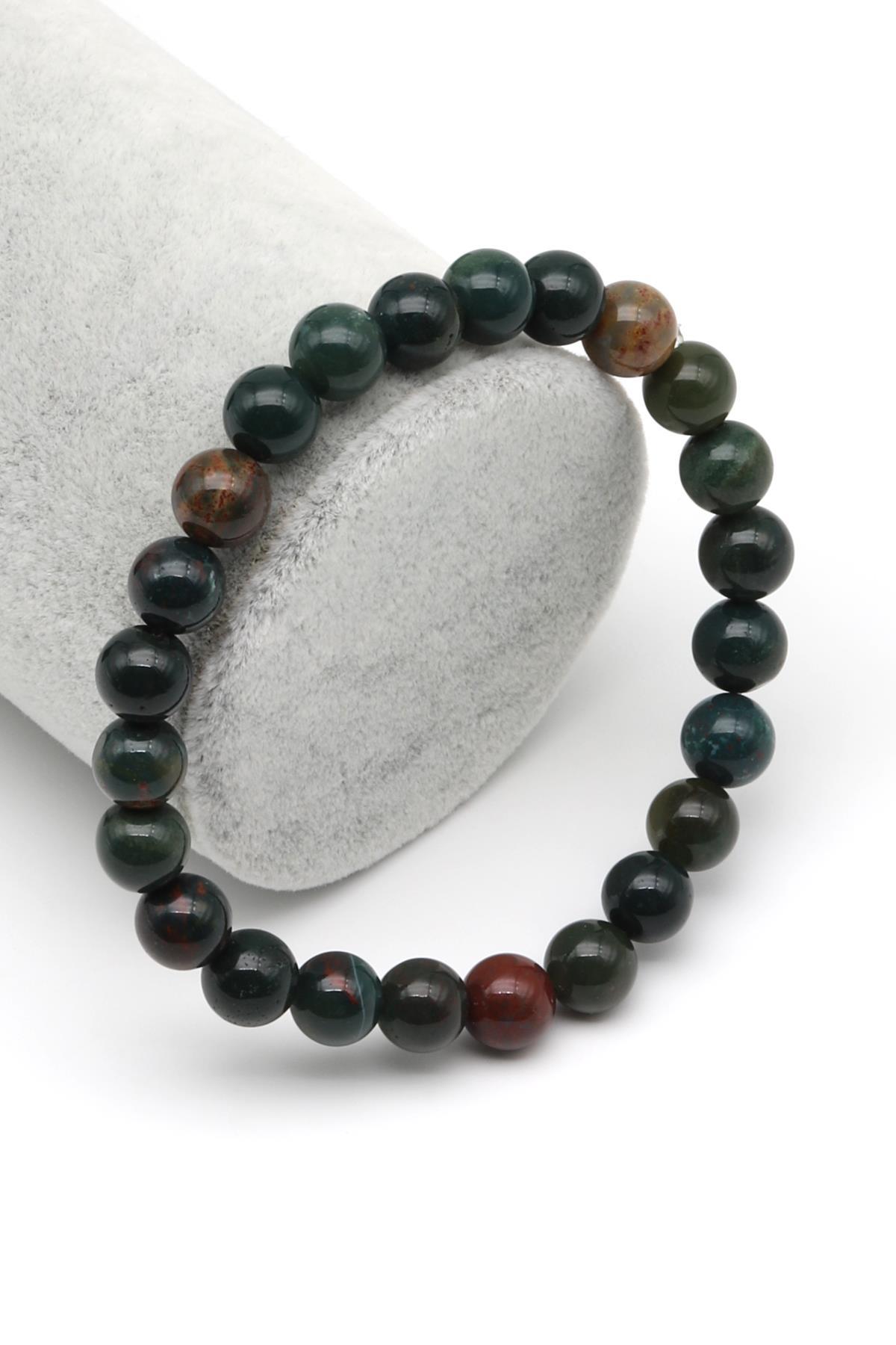 Kan Taşı Doğal Taş Bileklik 8 mm Küre Kesim