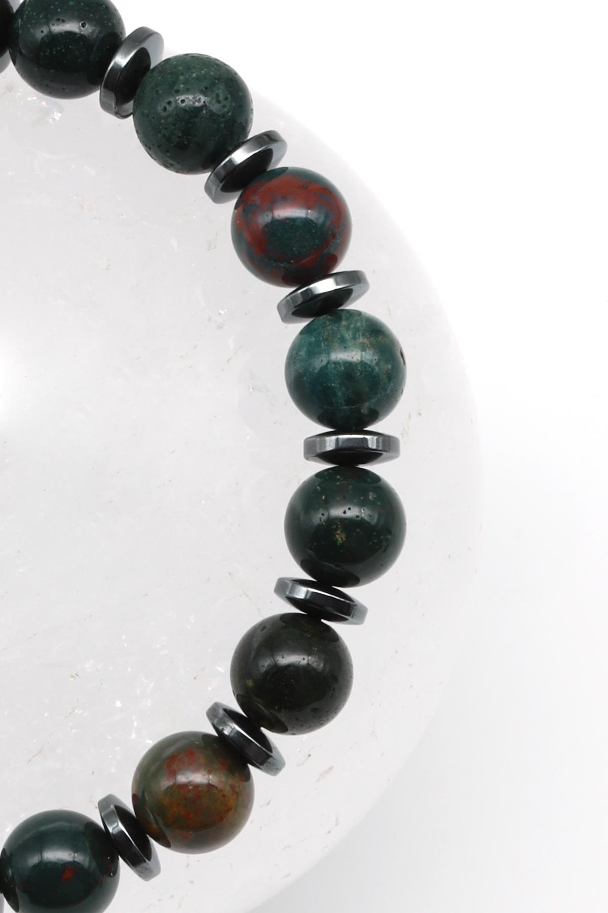 Kan Taşı Doğal Taş Makrome Örme Bileklik