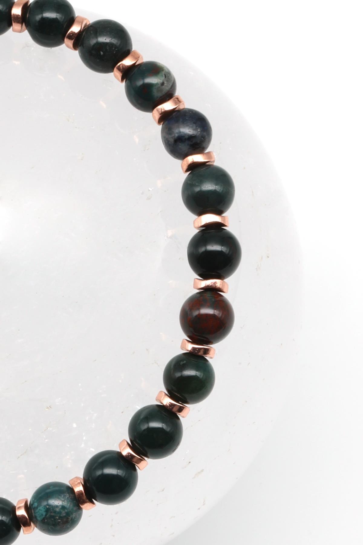 Kan Taşı Doğal Taş Makrome Örme Bileklik