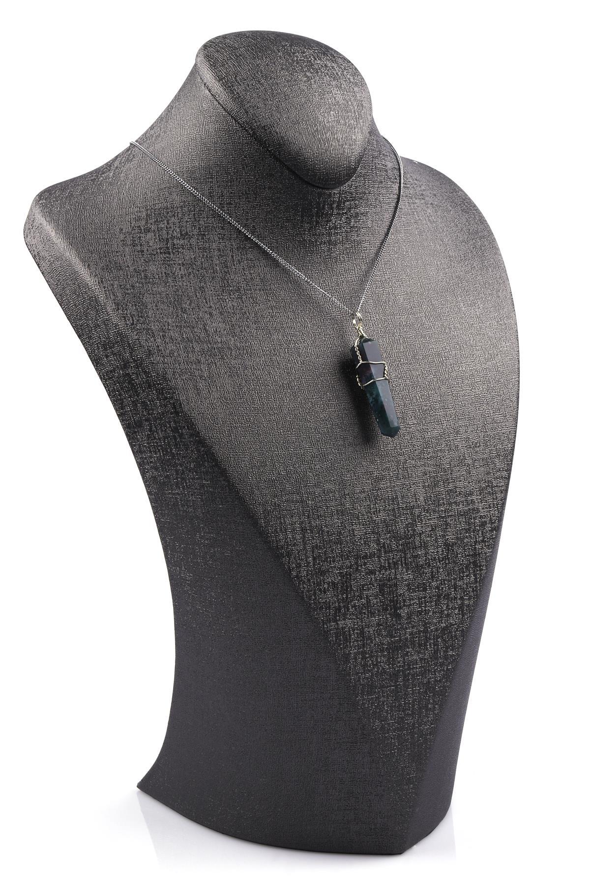 Kan Taşı Doğal Taş Tel Sarmalı Kolye