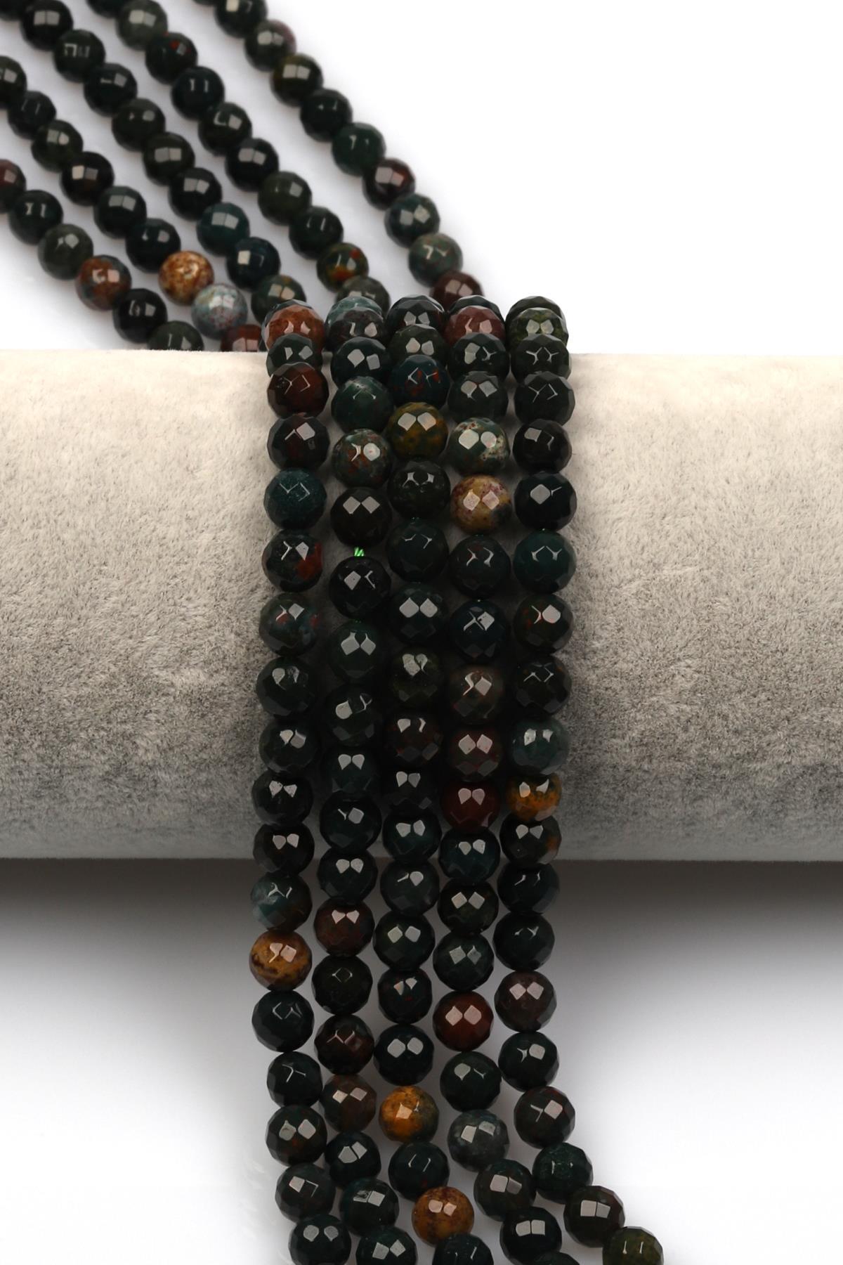 Kan Taşı Doğaltaş Dizi 6 mm Fasetli Küre Kesim