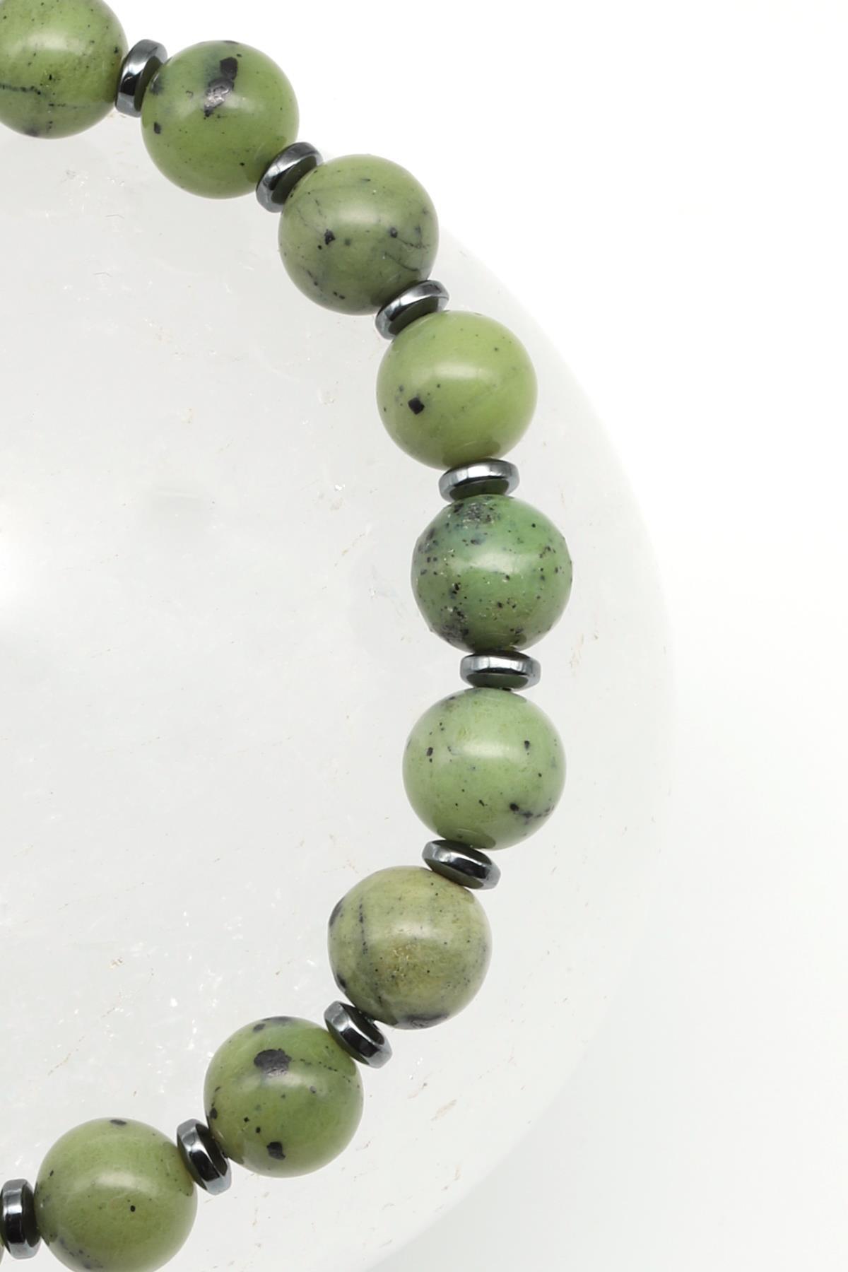 Kanada Yeşim Doğal Taş Makrome Örme Bileklik