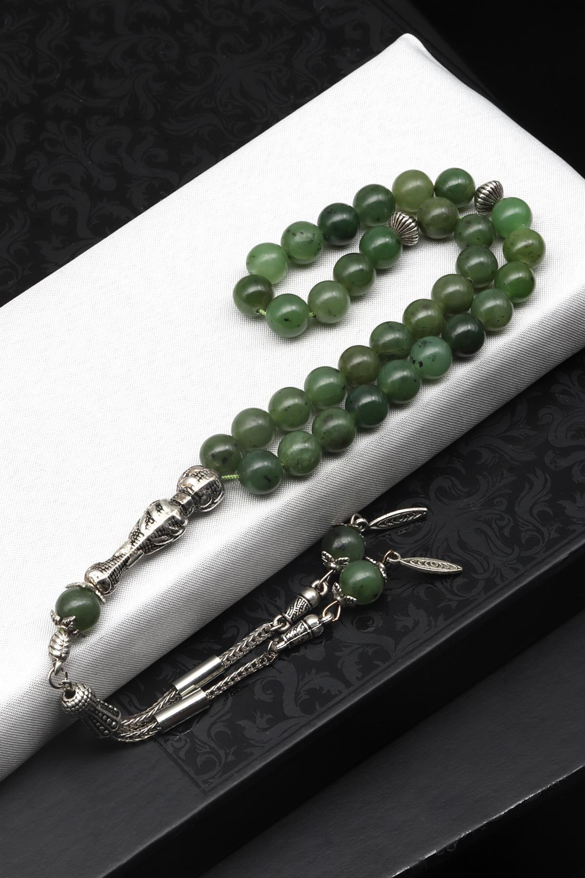 Kanada Yeşim Doğal Taş Tesbih 8 mm Küre Kesim