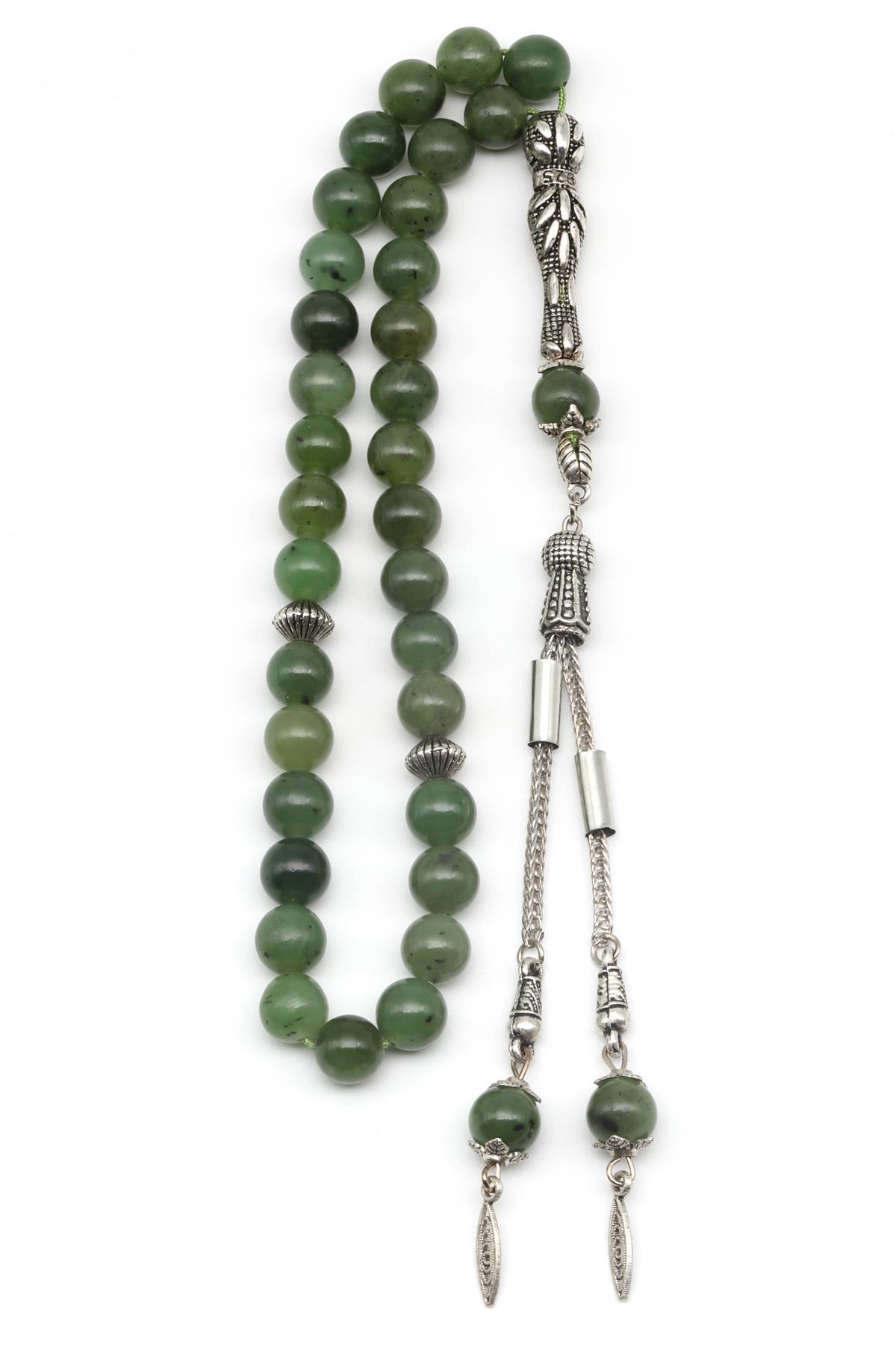 Kanada Yeşim Doğal Taş Tesbih 8 mm Küre Kesim