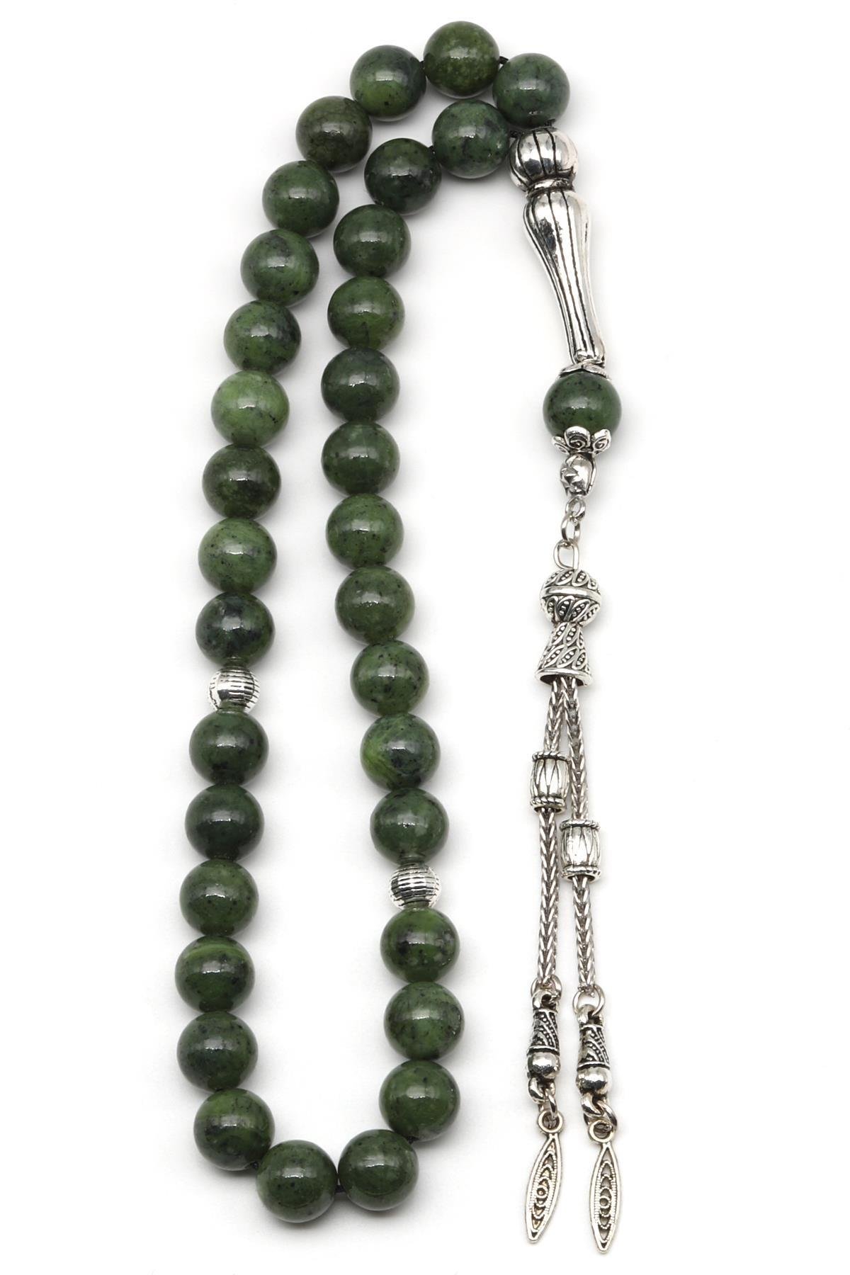 Kanada Yeşim Doğal Taş Tesbih 8 mm Küre Kesim