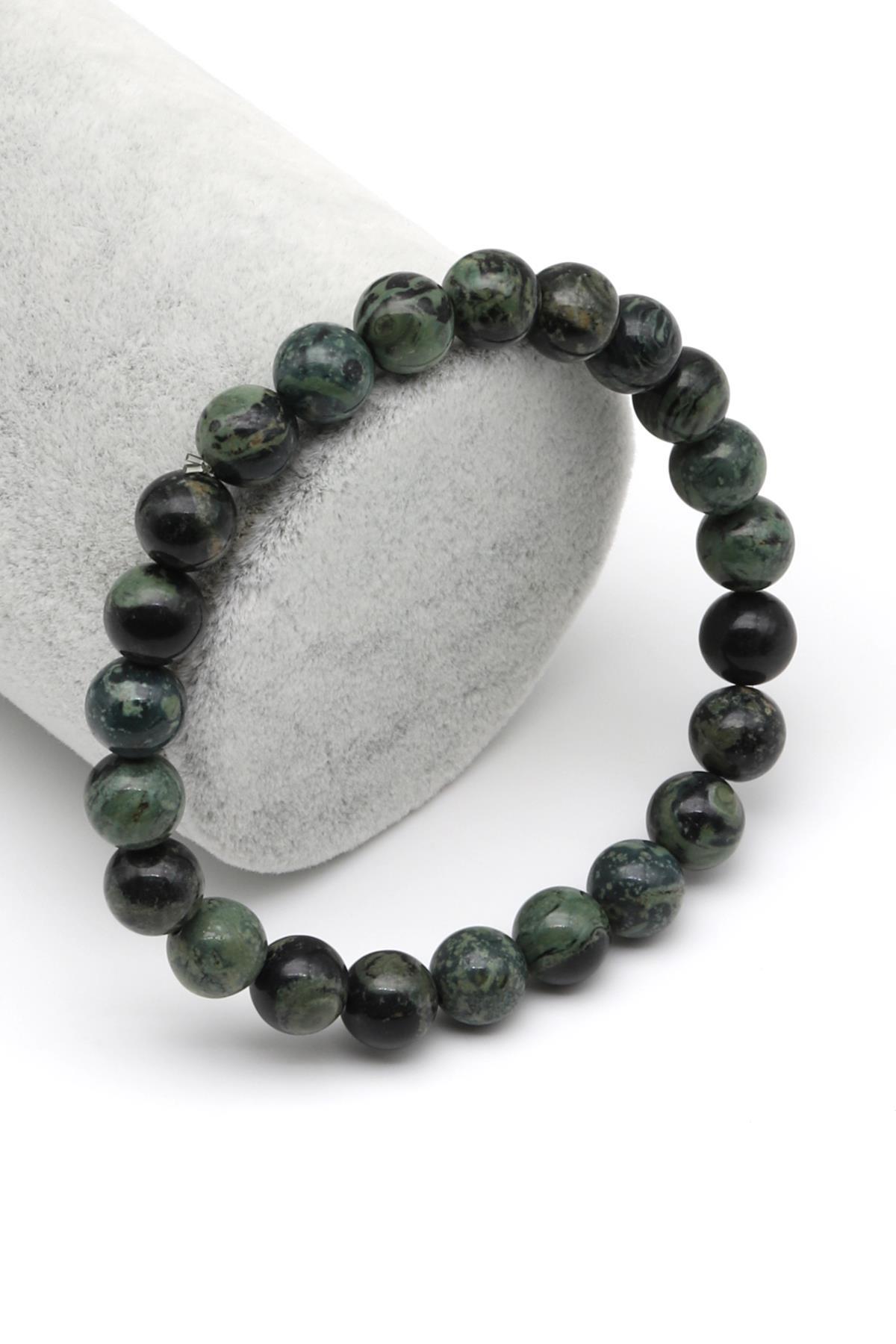 Kanbaba Jasper Doğal Taş Bileklik 8 mm Küre Kesim