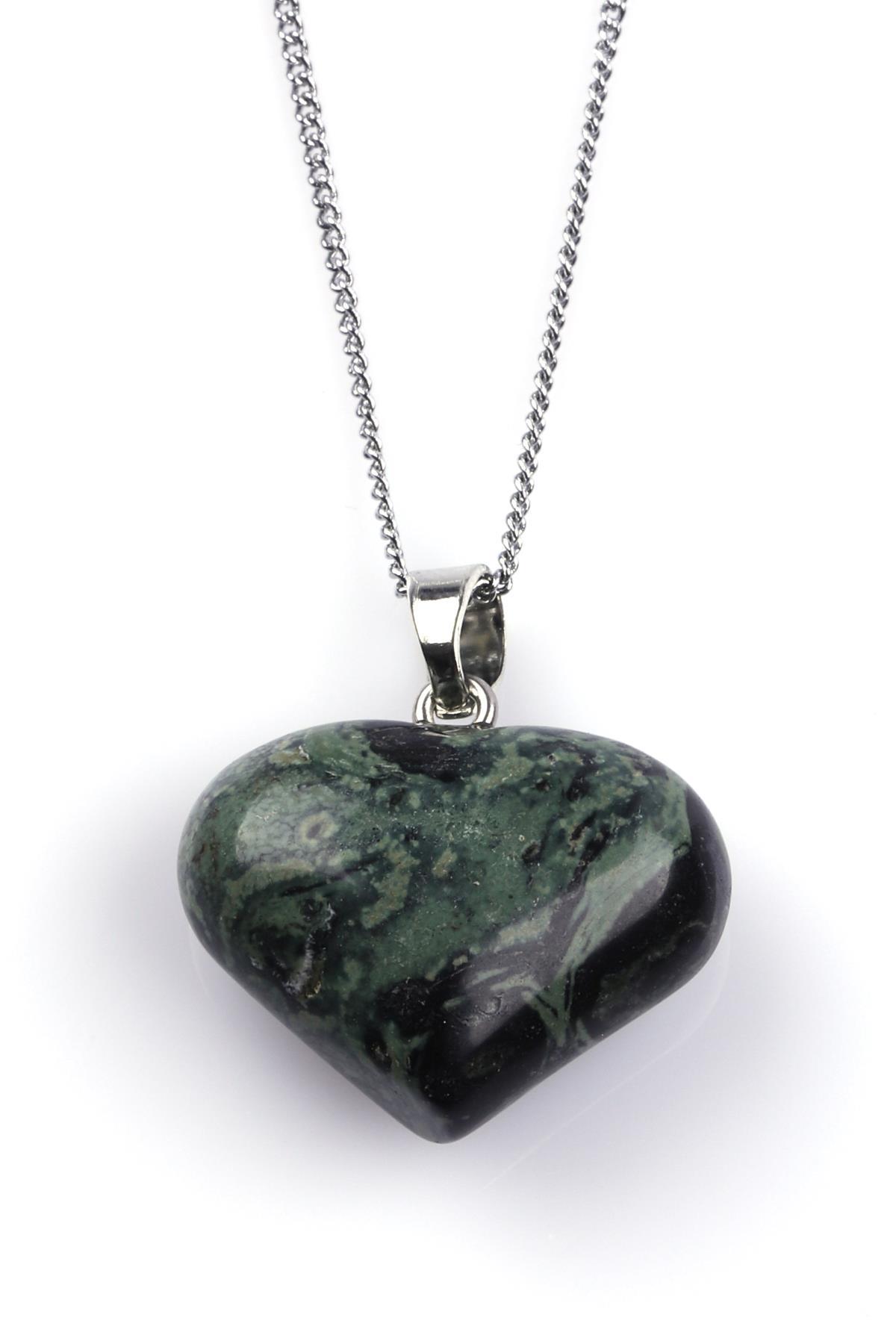 Kanbaba Jasper Doğal Taş Kalp Model Kolye