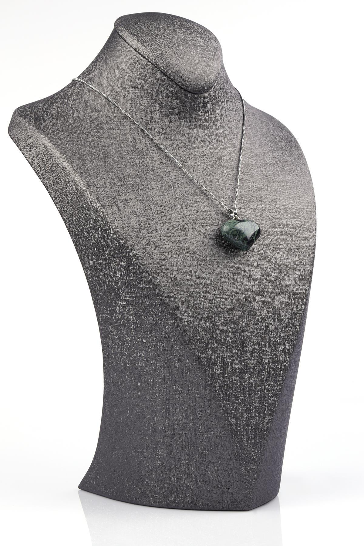 Kanbaba Jasper Doğal Taş Kalp Model Kolye