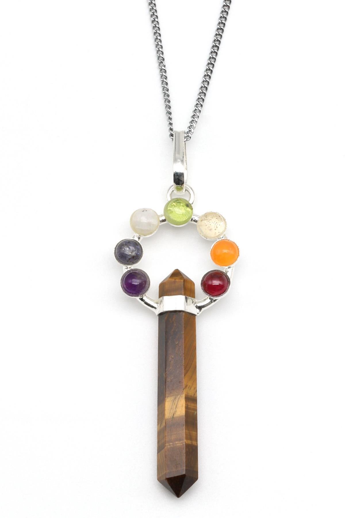 Kaplan Gözü - Çakra Doğal Taş Çivi Model Kolye