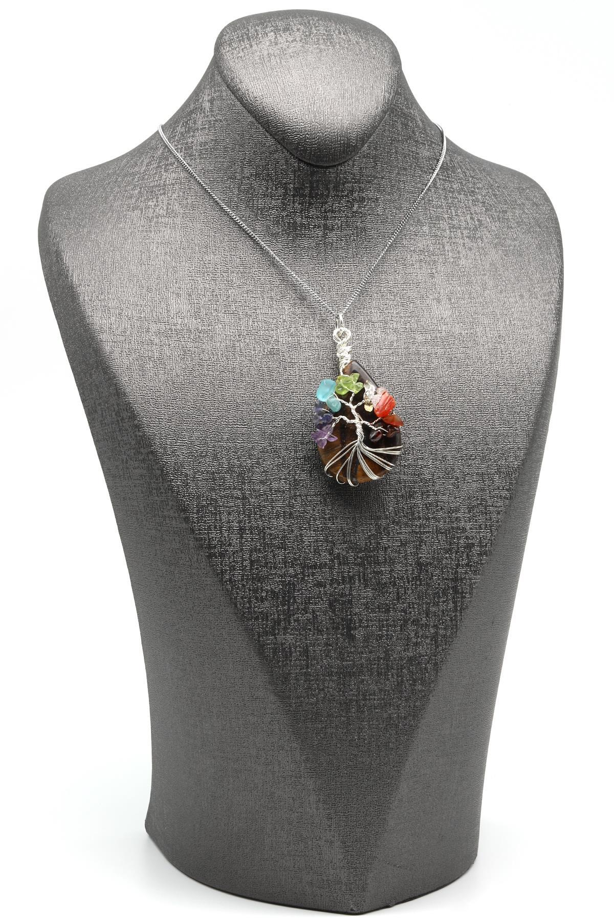 Kaplan Gözü - Çakra Doğal Taş Damla Model Kolye