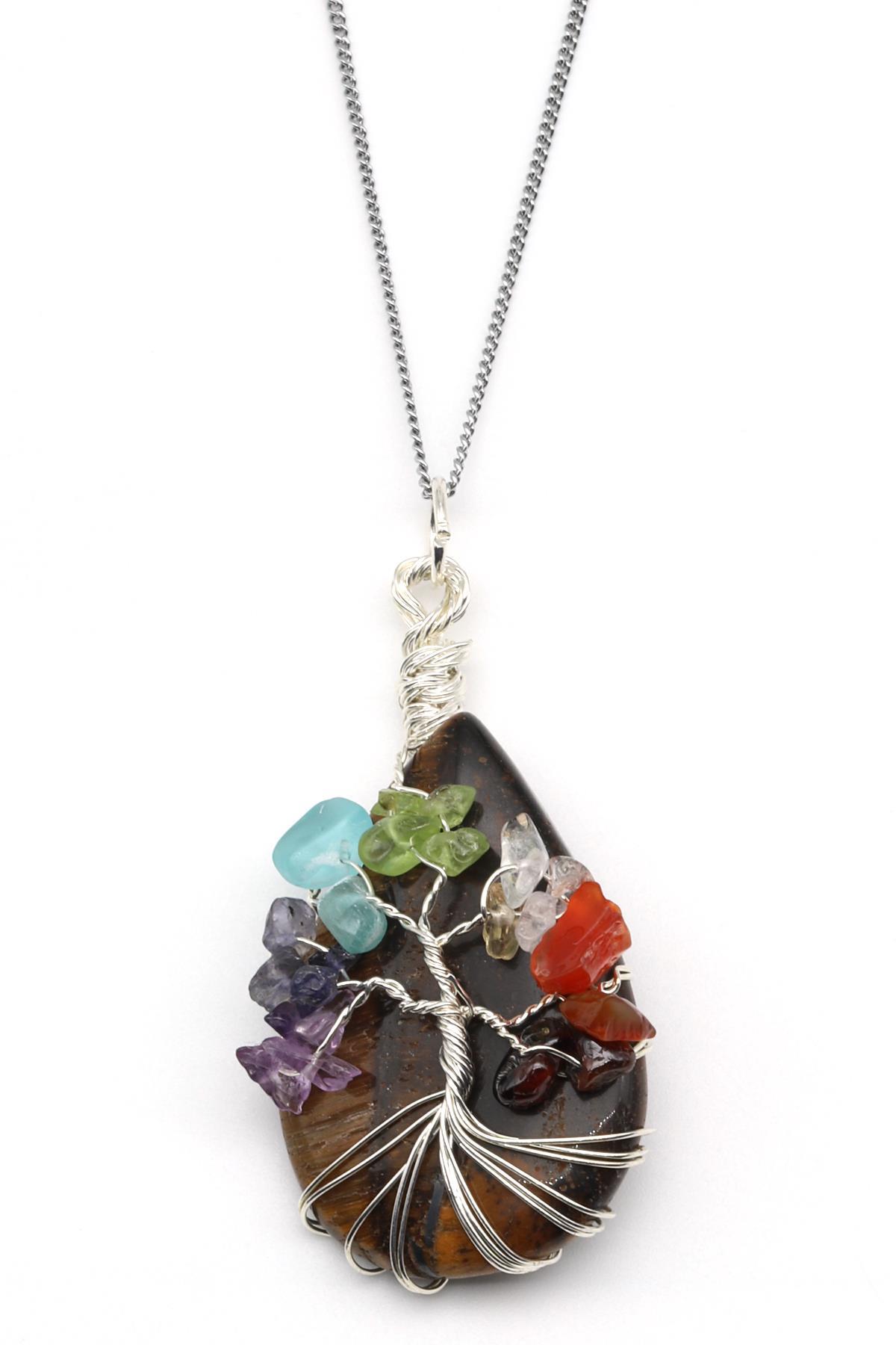 Kaplan Gözü - Çakra Doğal Taş Damla Model Kolye