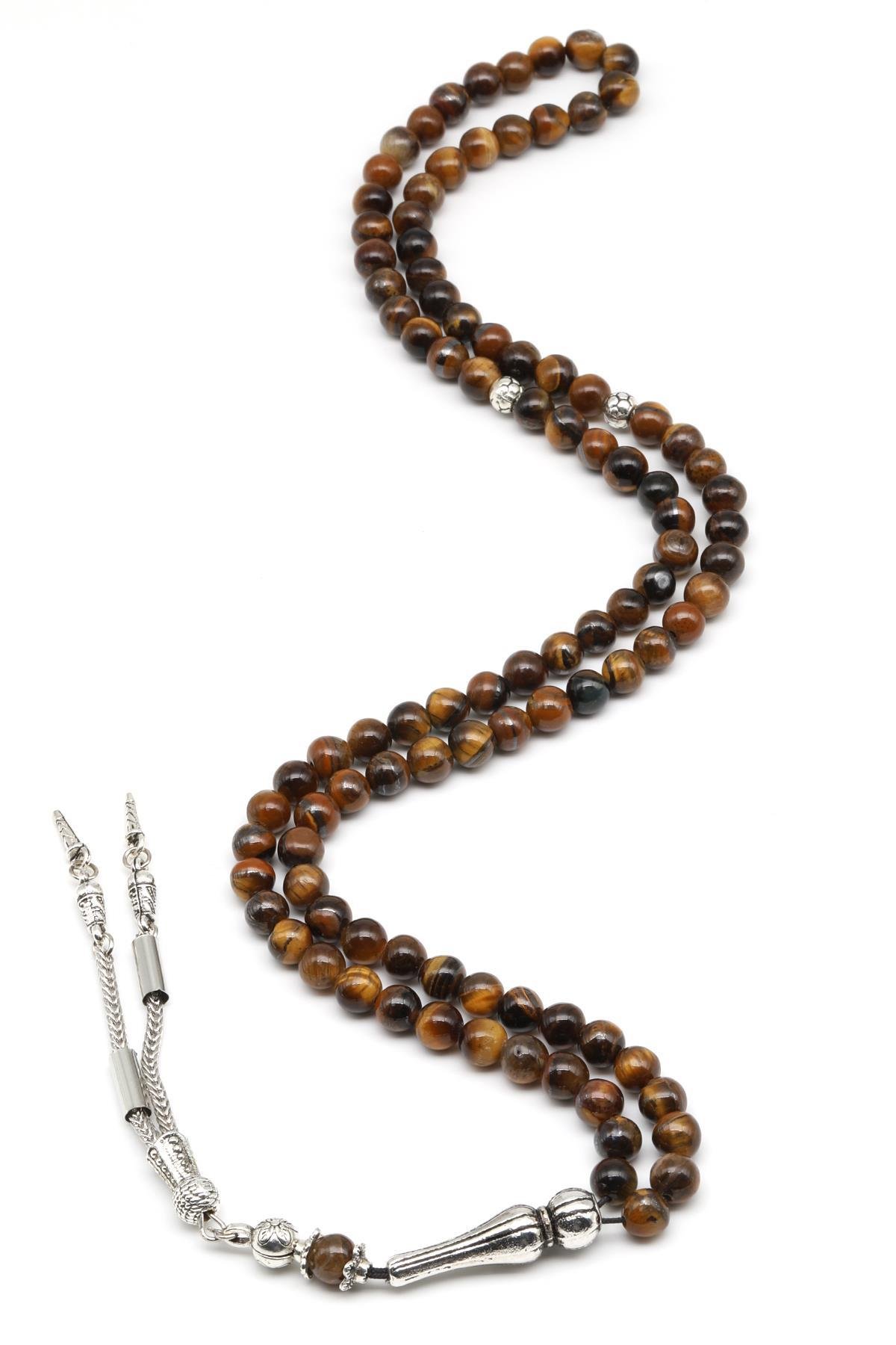 Kaplan Gözü Doğal Taş 99'Lu Tesbih 6 mm Küre Kesim