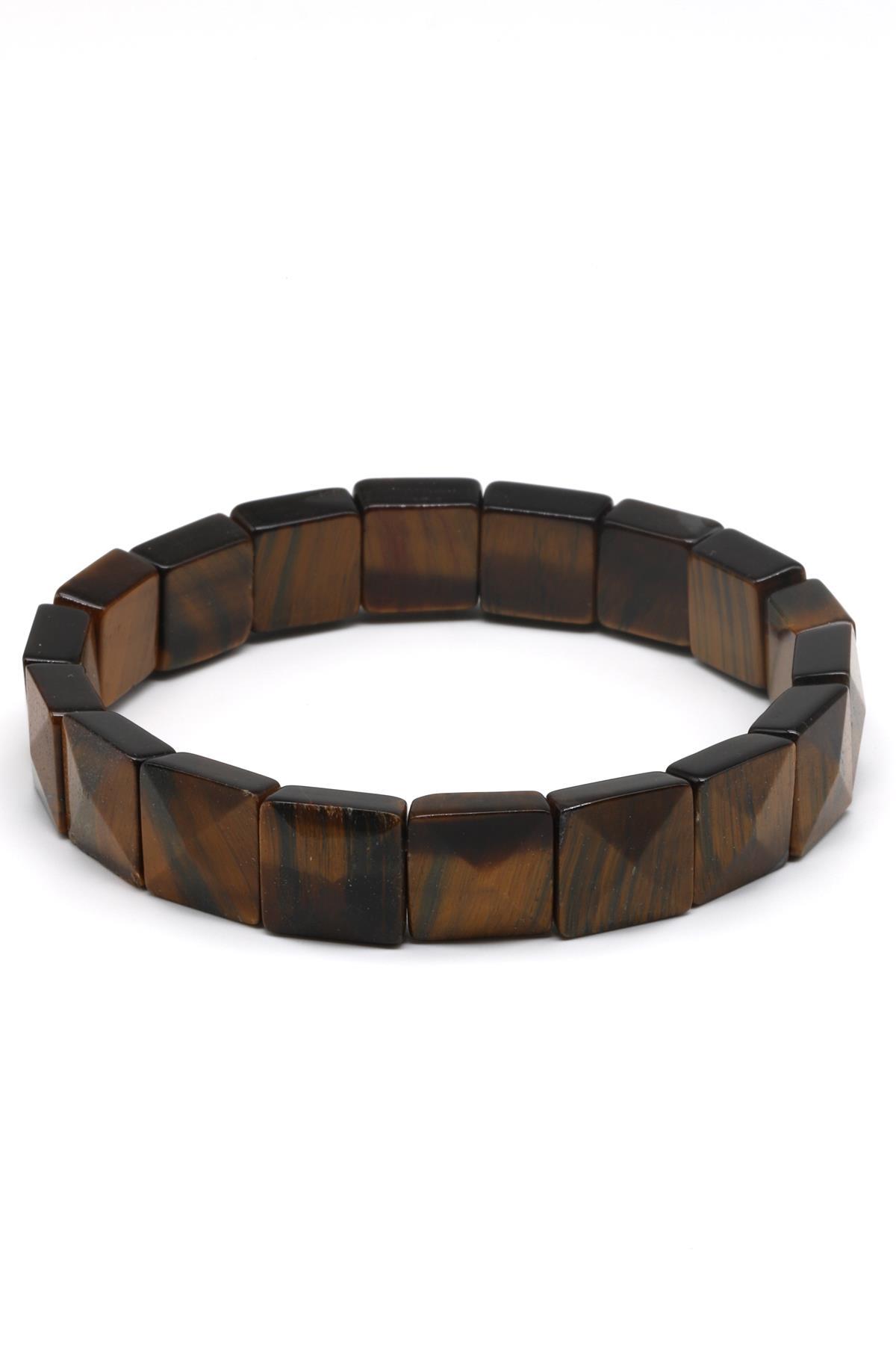 Kaplan Gözü Doğal Taş Bileklik 11 x 11 mm Özel Kesim