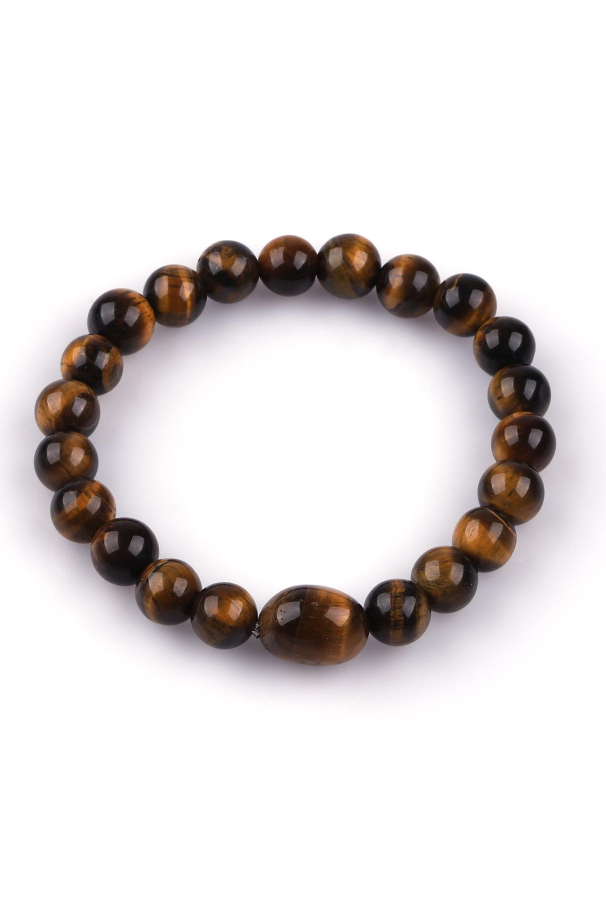 Kaplan Gözü Doğal Taş Bileklik 8mm Küre Kesim