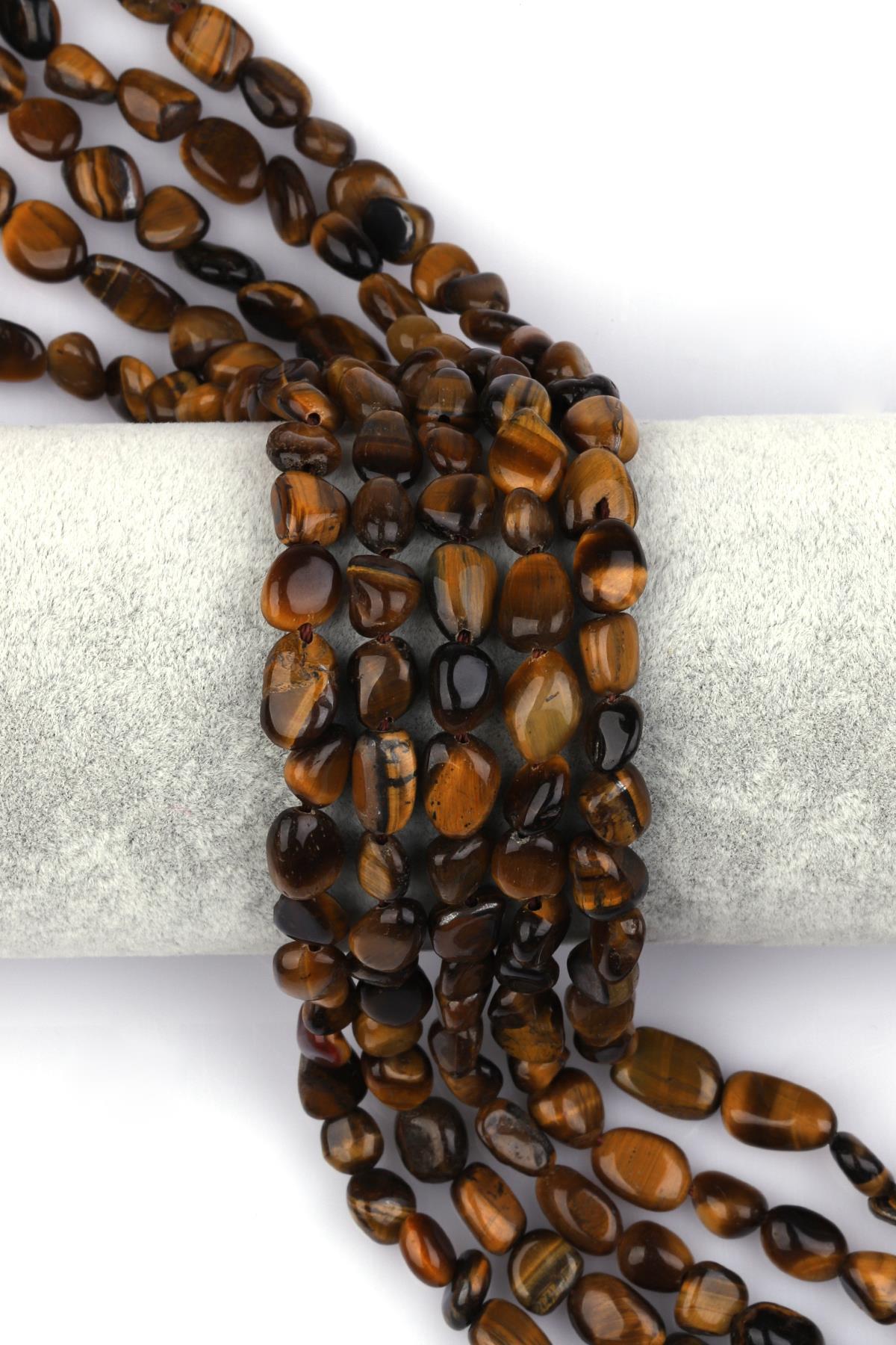 Kaplan Gözü Doğal Taş Dizi 5 x 10 mm Mercimek Kesim