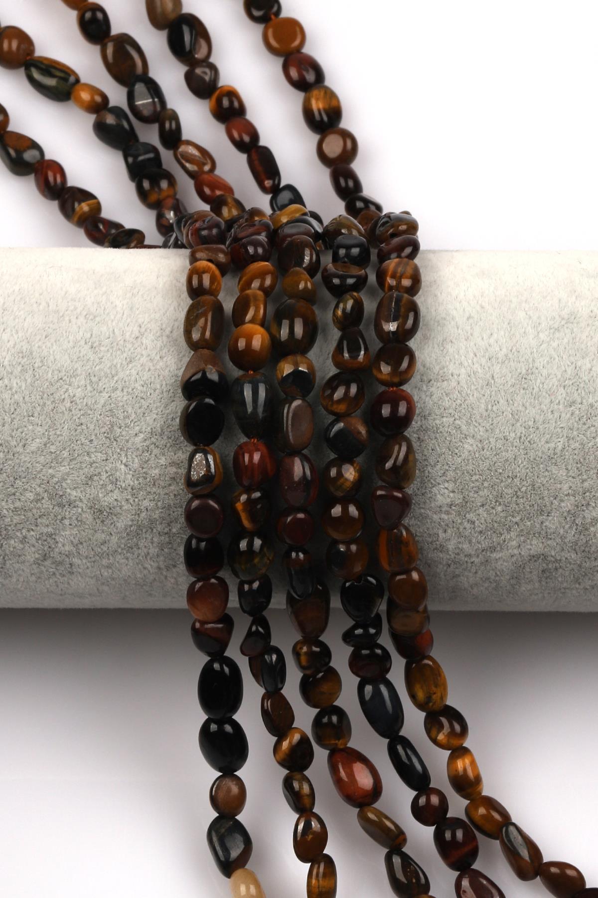 Kaplan Gözü Doğal Taş Dizi 6 x 8 mm Mercimek Kesim