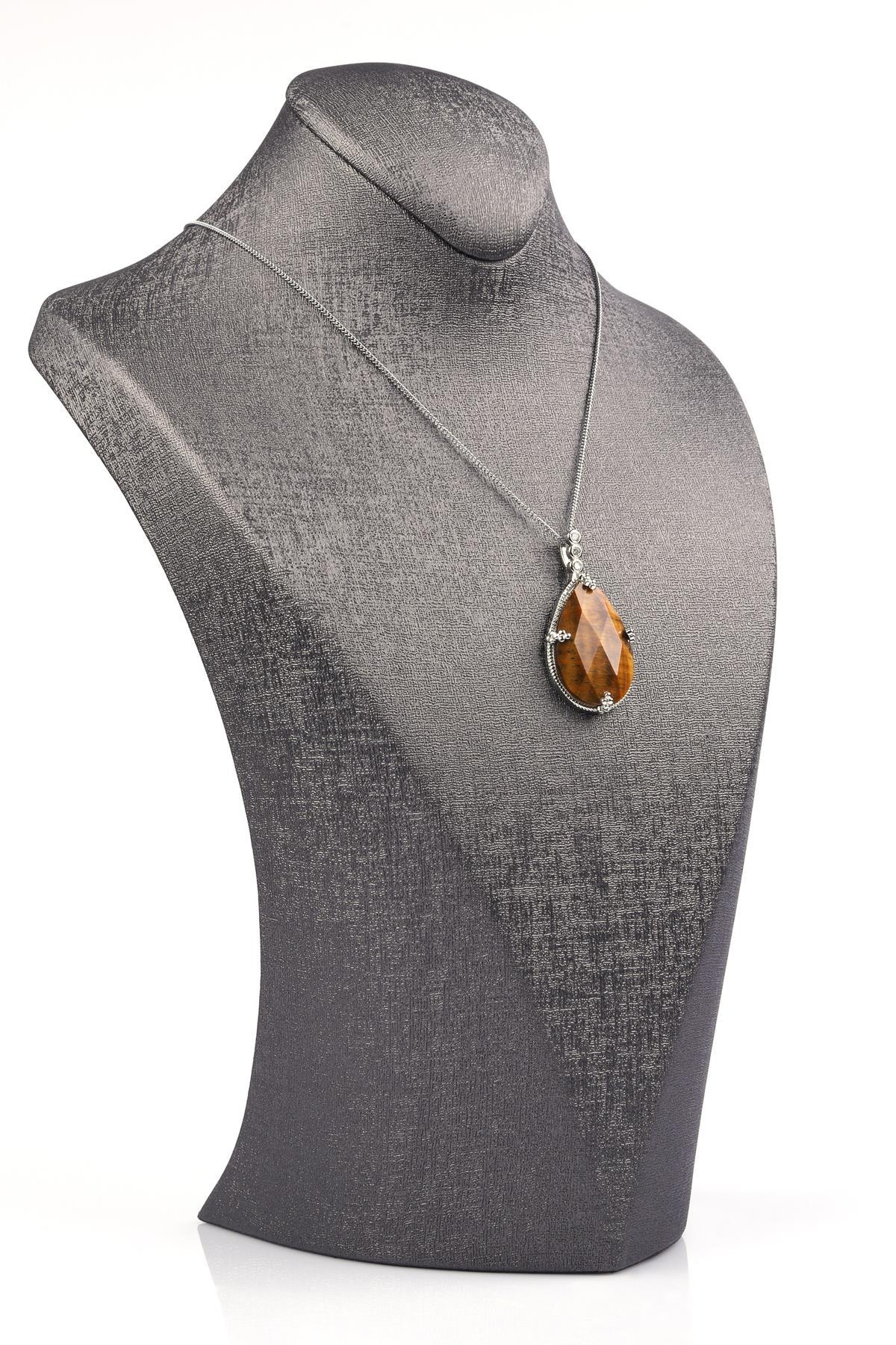 Kaplan Gözü Doğal Taş Kolye 