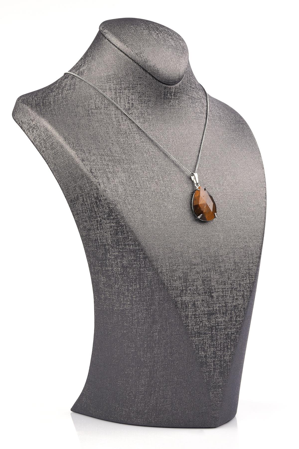 Kaplan Gözü Doğal Taş Kolye 