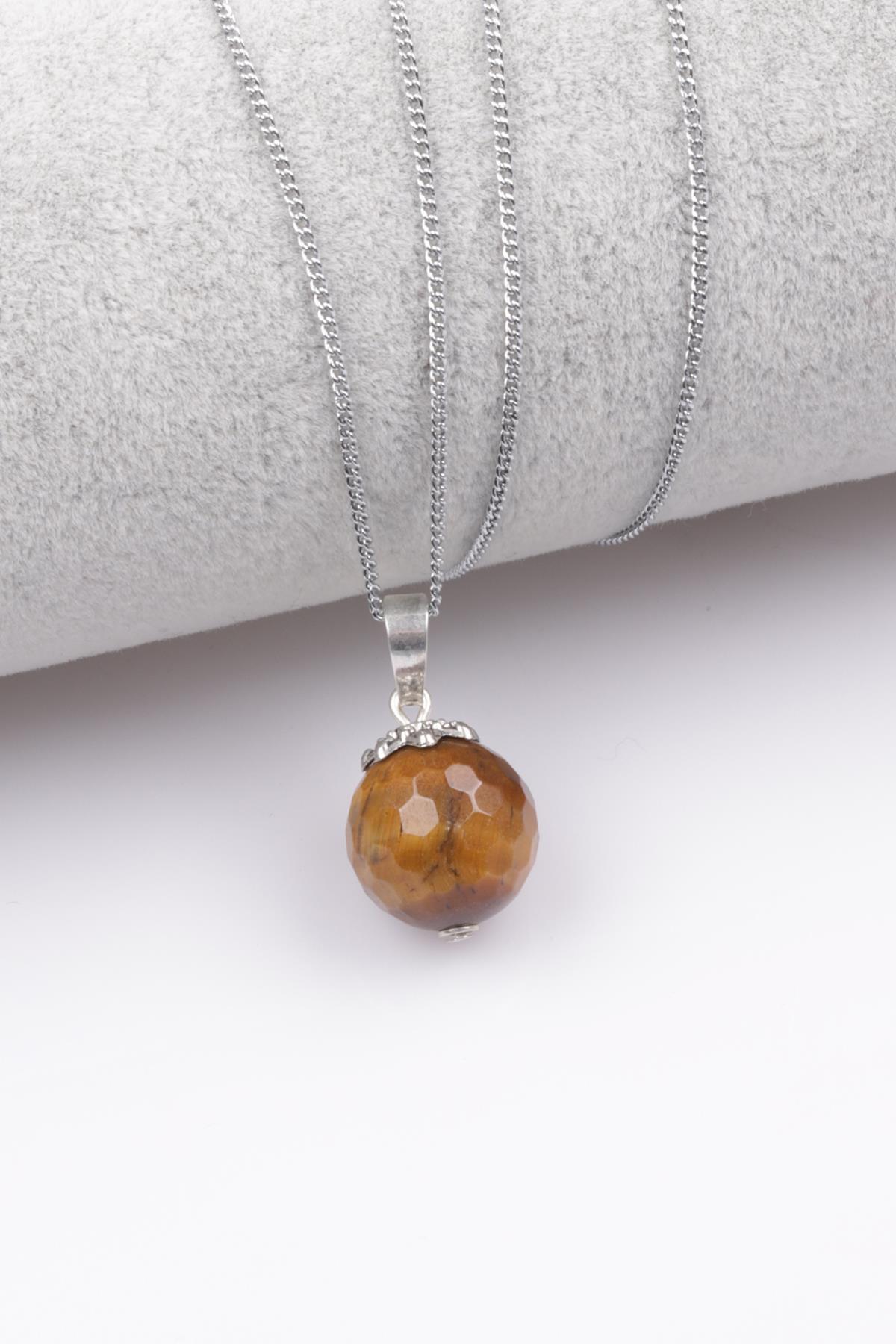 Kaplan Gözü Doğal Taş Kolye