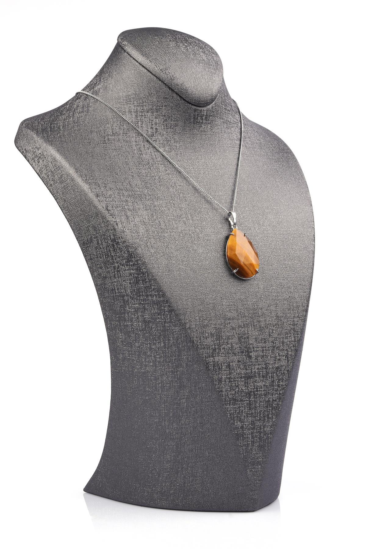 Kaplan Gözü Doğal Taş Kolye