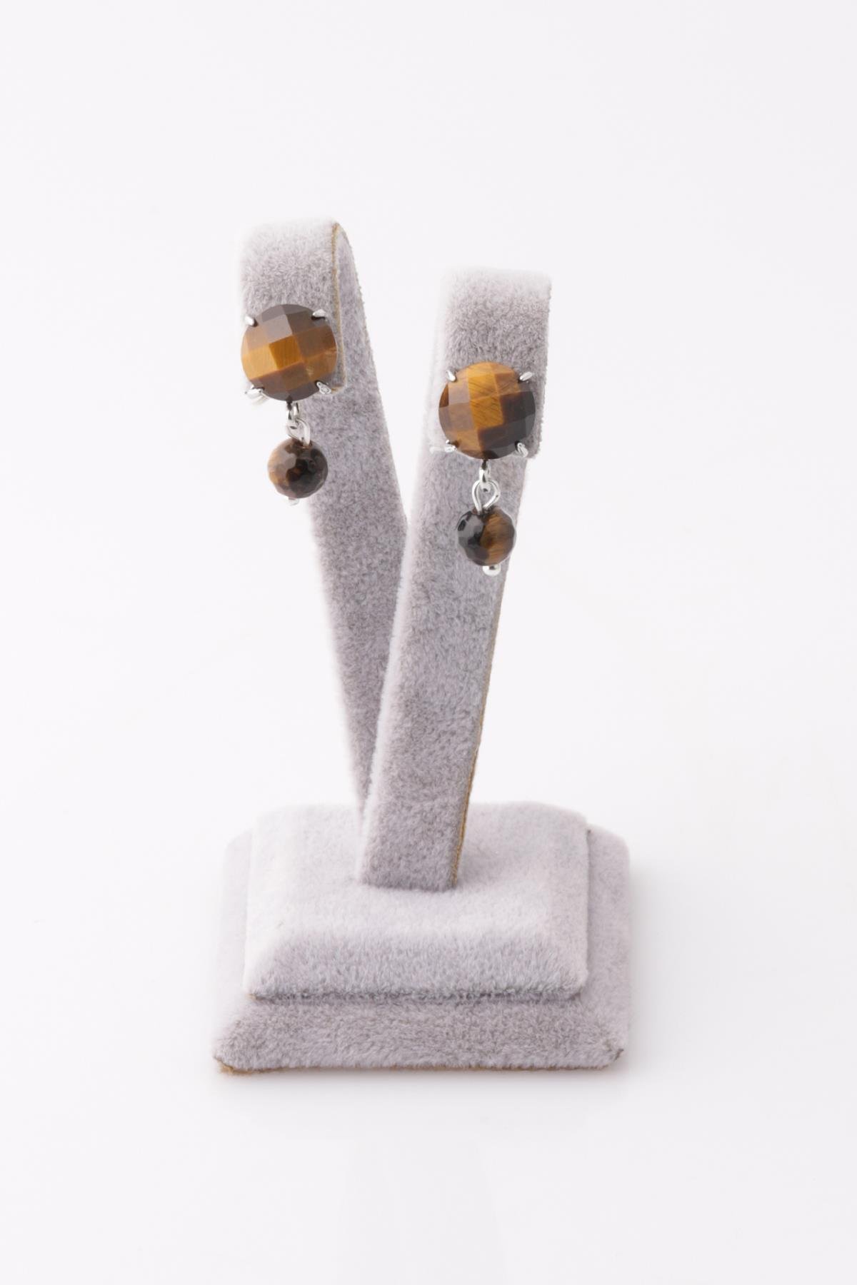 Kaplan Gözü Doğal Taş Küpe