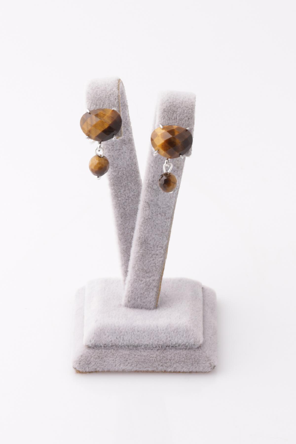 Kaplan Gözü Doğal Taş Küpe