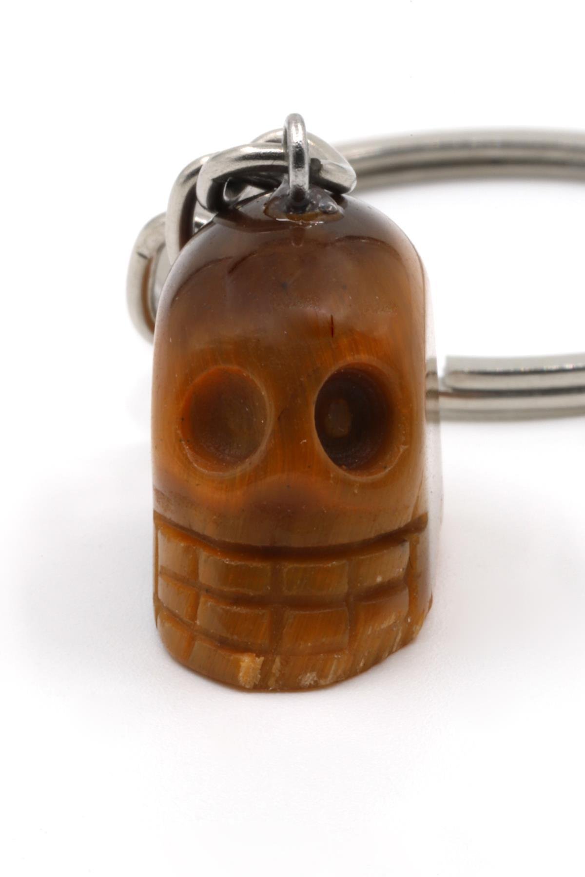 Kaplan Gözü Doğal Taş Kuru Kafa Model Anahtarlık