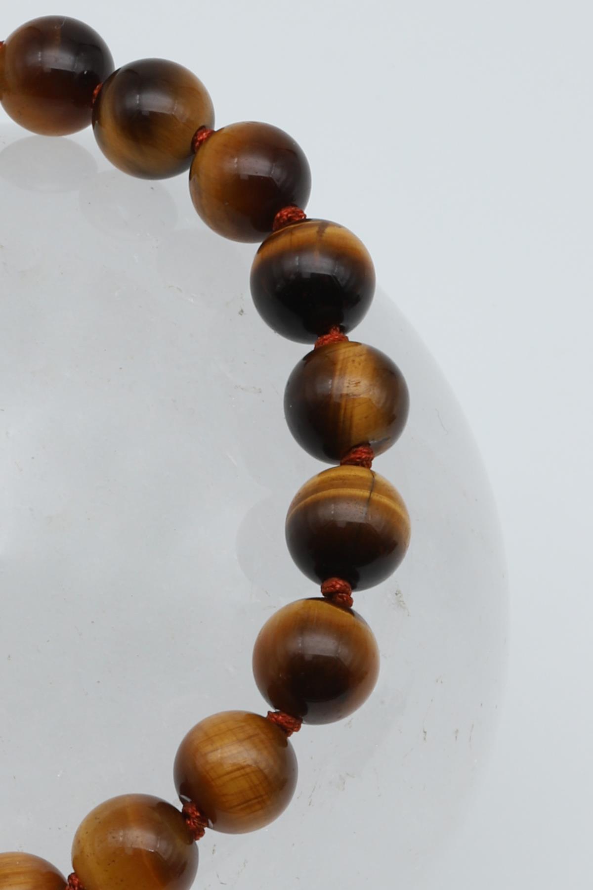 Kaplan Gözü Doğal Taş Makrome Örme Bileklik Fasetli Kesim