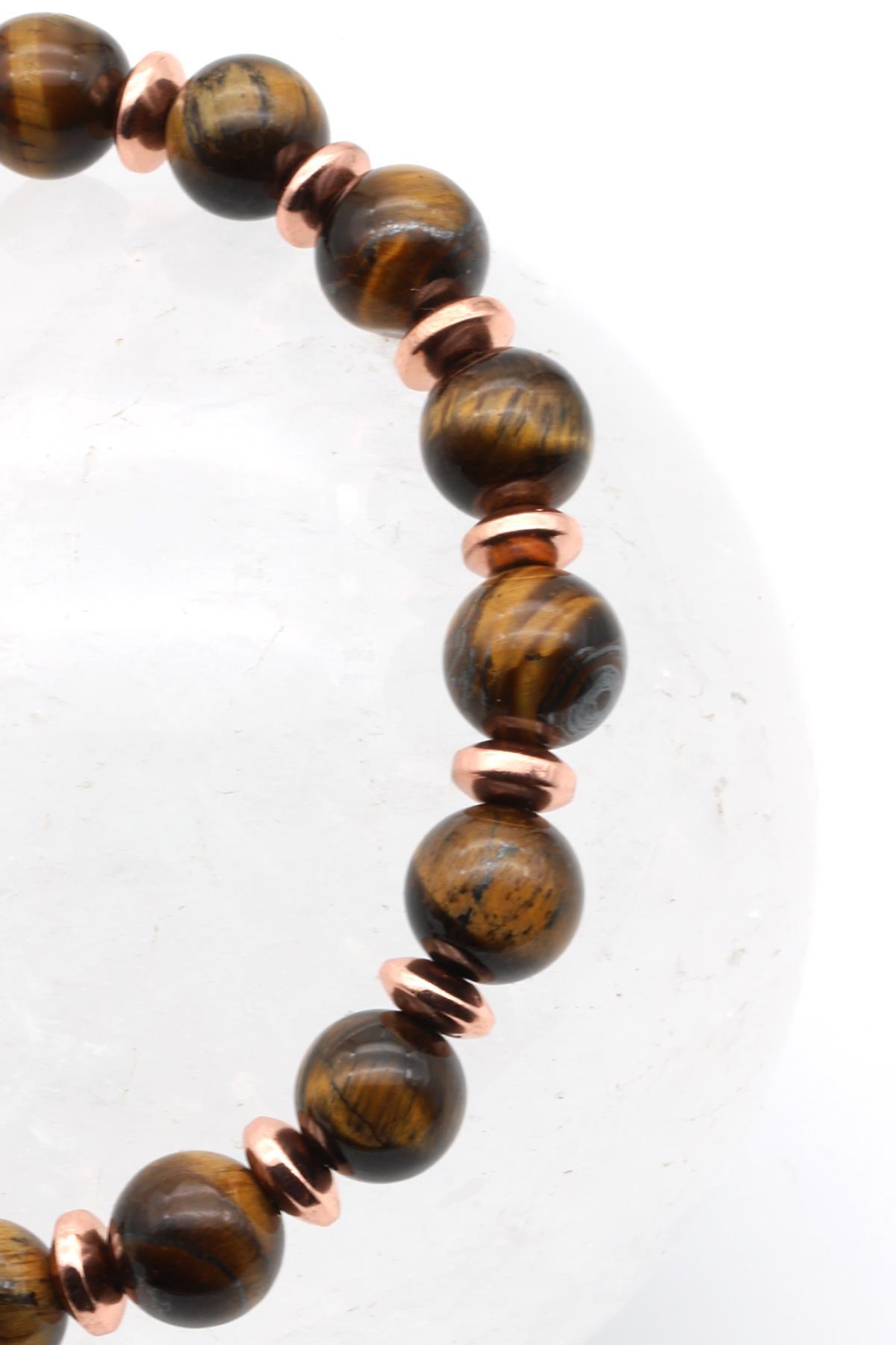 Kaplan Gözü Doğal Taş Makrome Örme Bileklik