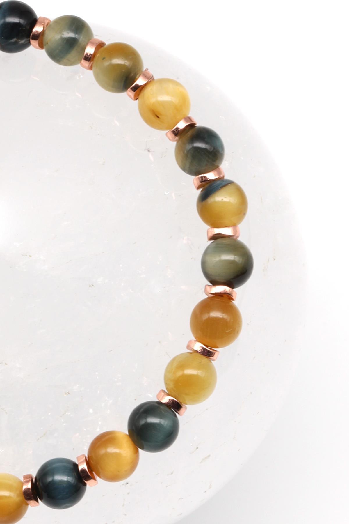 Kaplan Gözü Doğal Taş Makrome Örme Bileklik