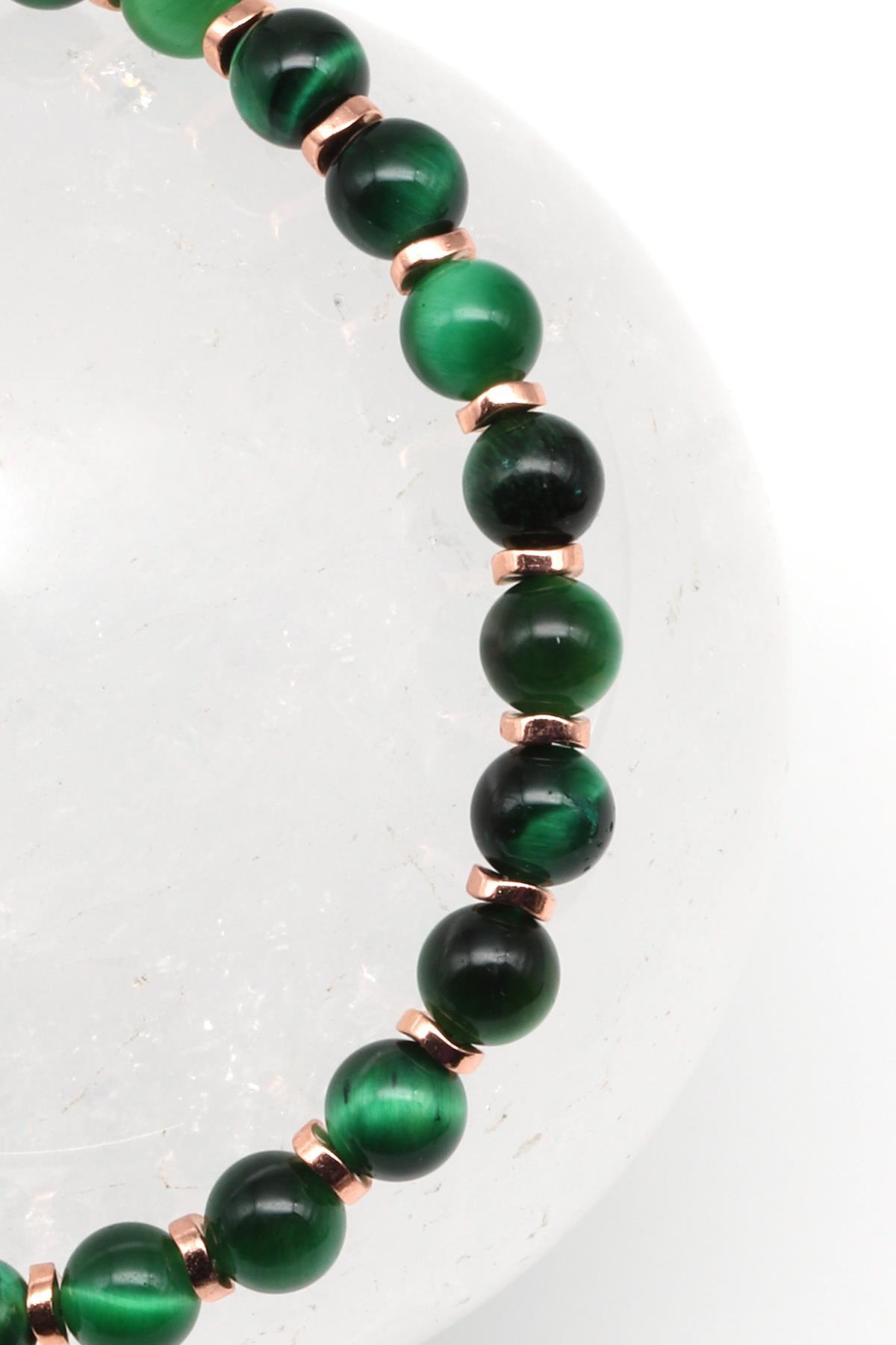 Kaplan Gözü Doğal Taş Makrome Örme Bileklik