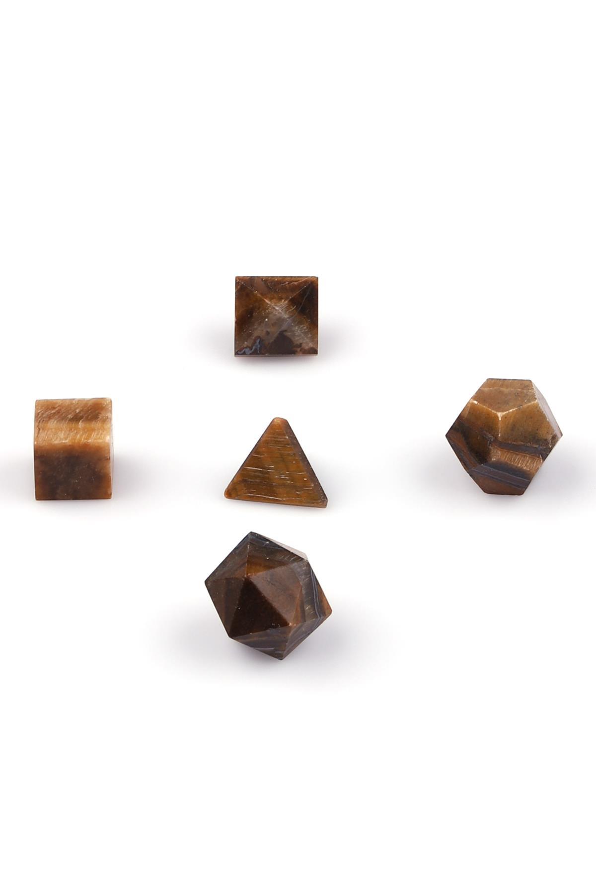 Kaplan Gözü Doğal Taş Platonik Set