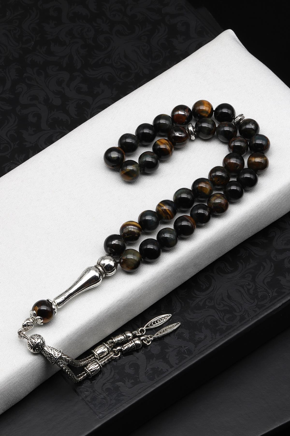 Kaplan Gözü Doğal Taş Tesbih 8 mm Küre Kesim