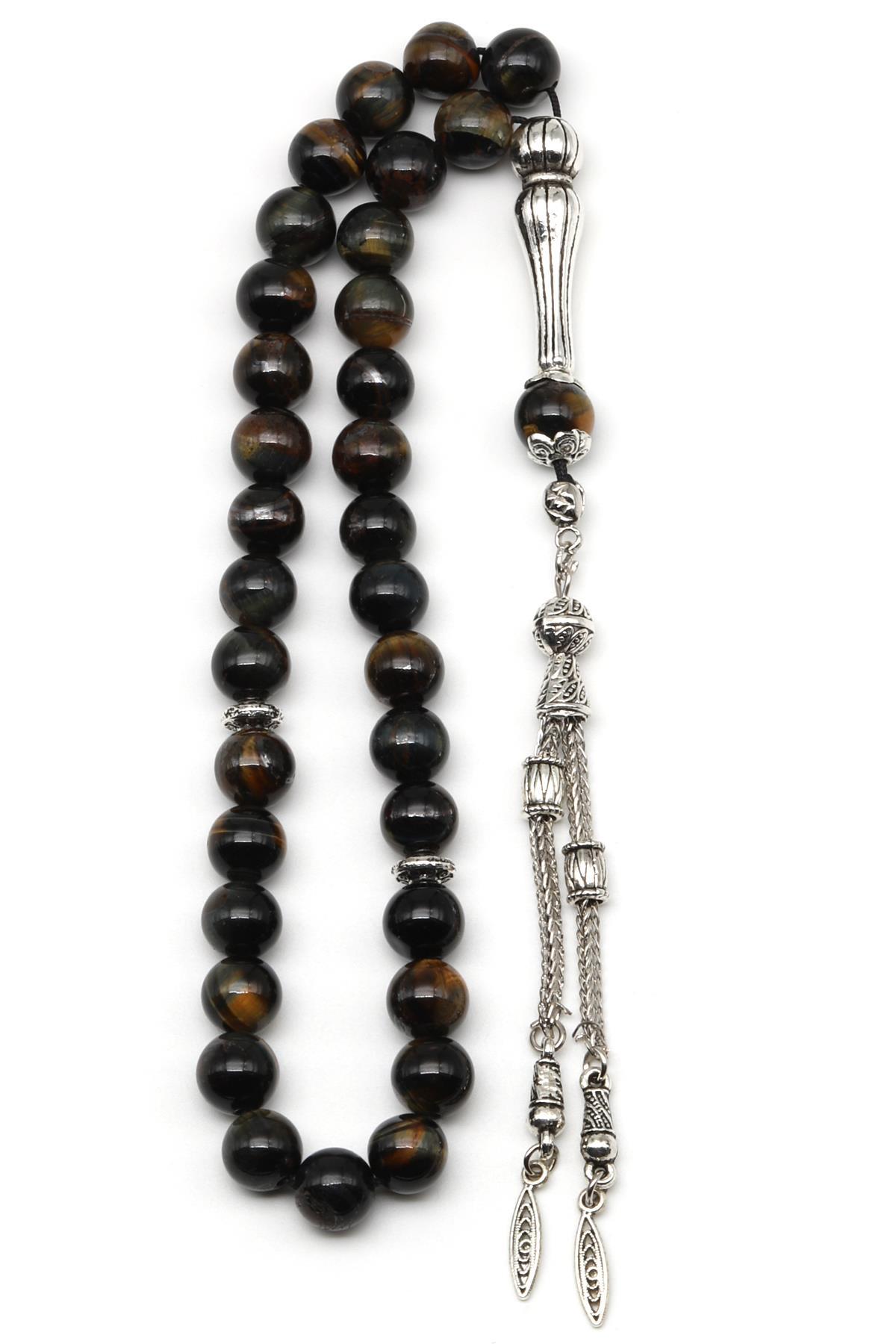 Kaplan Gözü Doğal Taş Tesbih 8 mm Küre Kesim