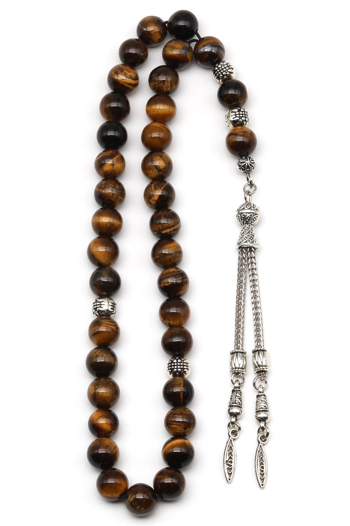 Kaplan Gözü Doğal Taş Tesbih 8 mm Küre Kesim