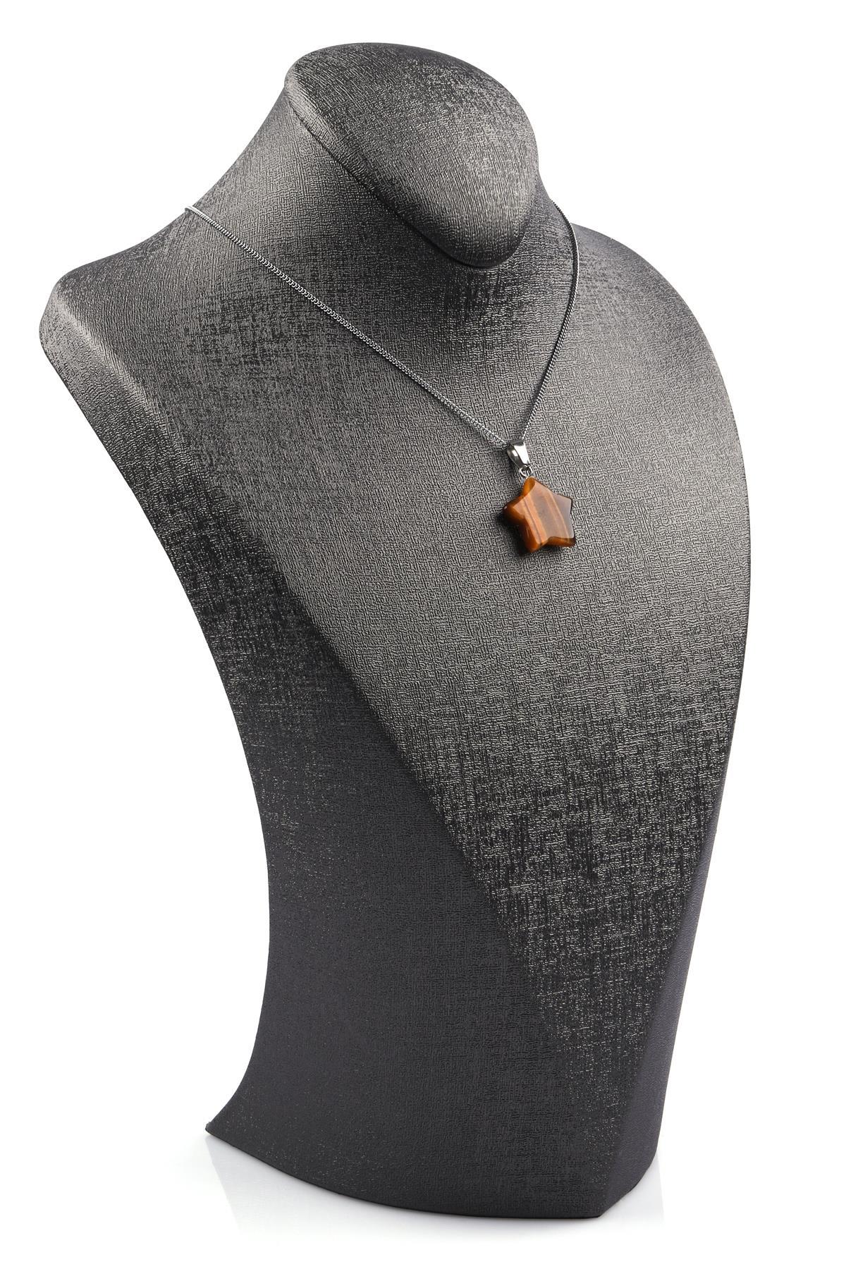 Kaplan Gözü Doğal Taş Yıldız Model Kolye