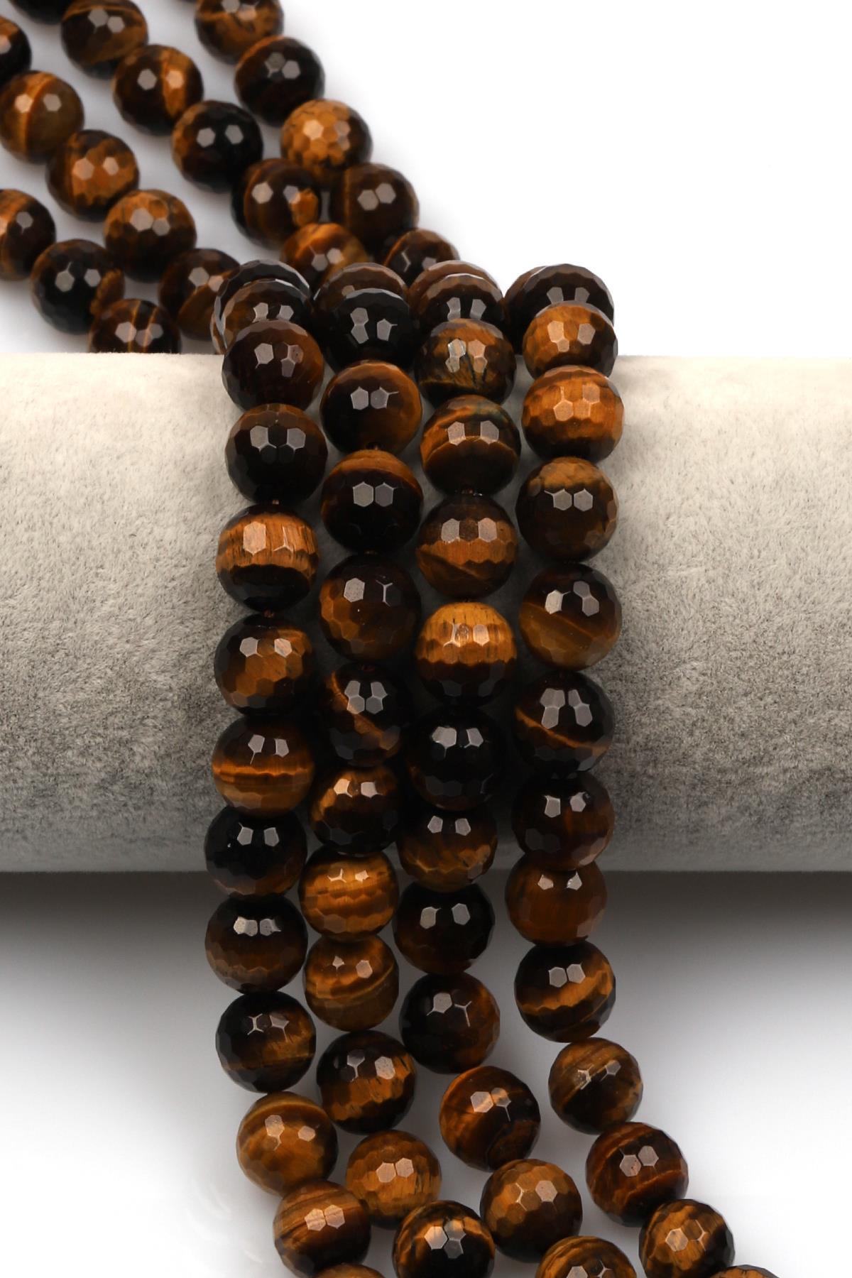 Kaplan Gözü Doğaltaş Dizi 10 mm Fasetli Küre Kesim