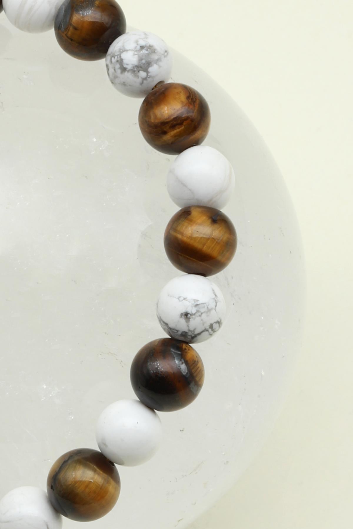 Kaplan Gözü - Havlit Doğal Taş Makrome Örme Bileklik