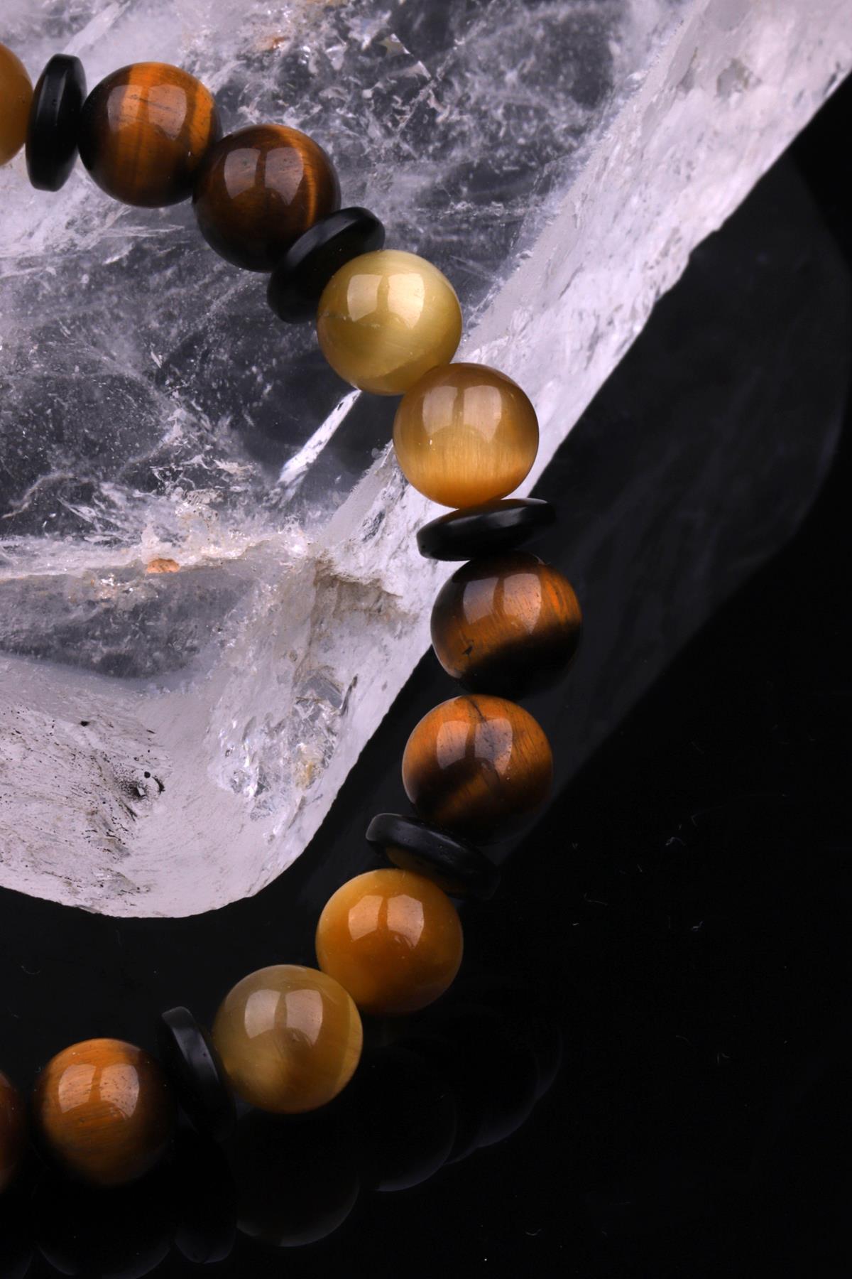 Kaplan Gözü - Kokonat Doğal Taş Tasarım Bileklik 