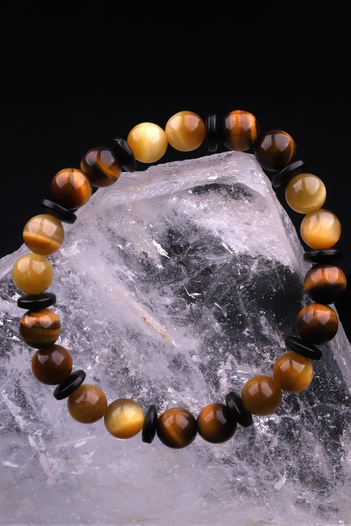 Kaplan Gözü - Kokonat Doğal Taş Tasarım Bileklik 