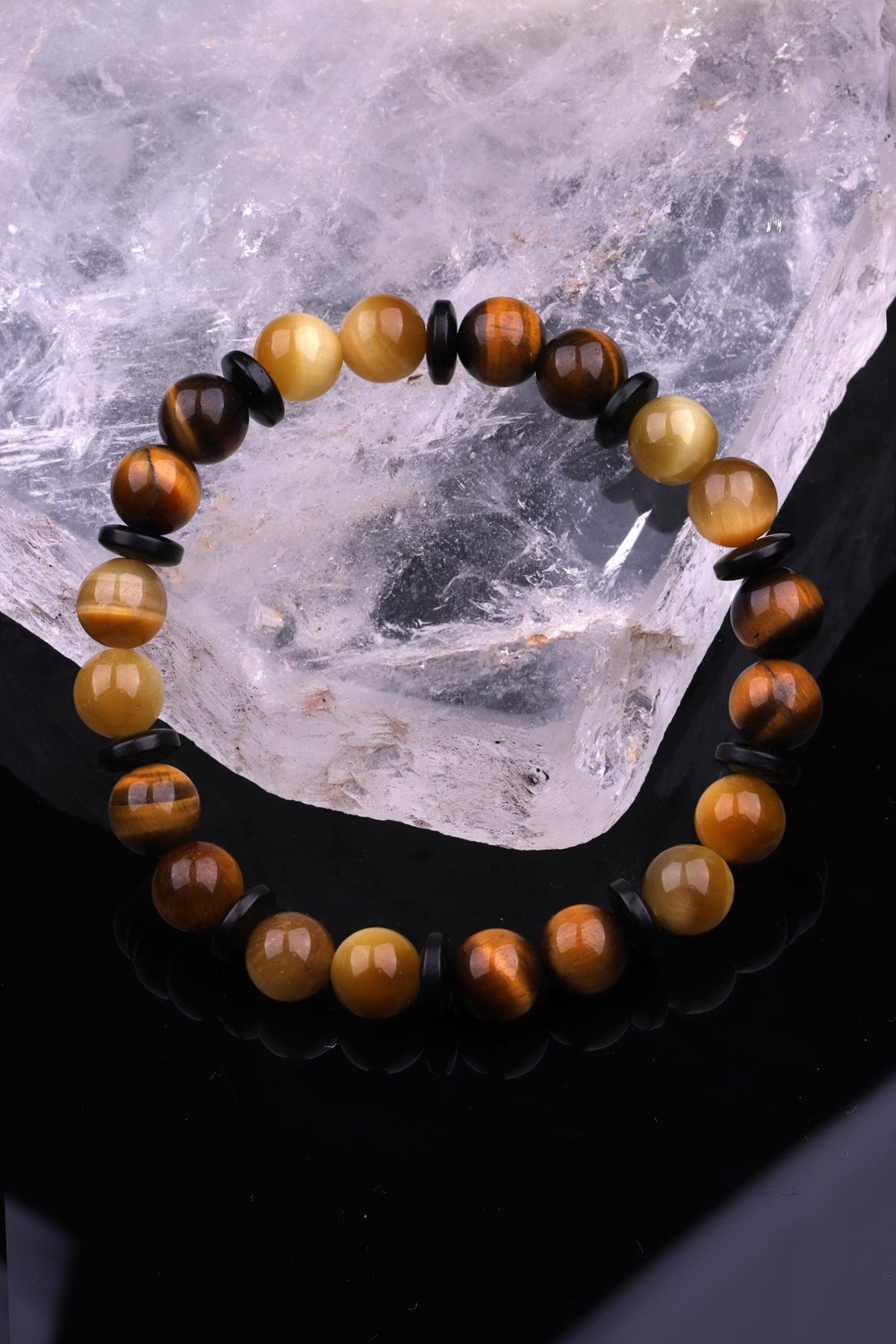 Kaplan Gözü - Kokonat Doğal Taş Tasarım Bileklik 