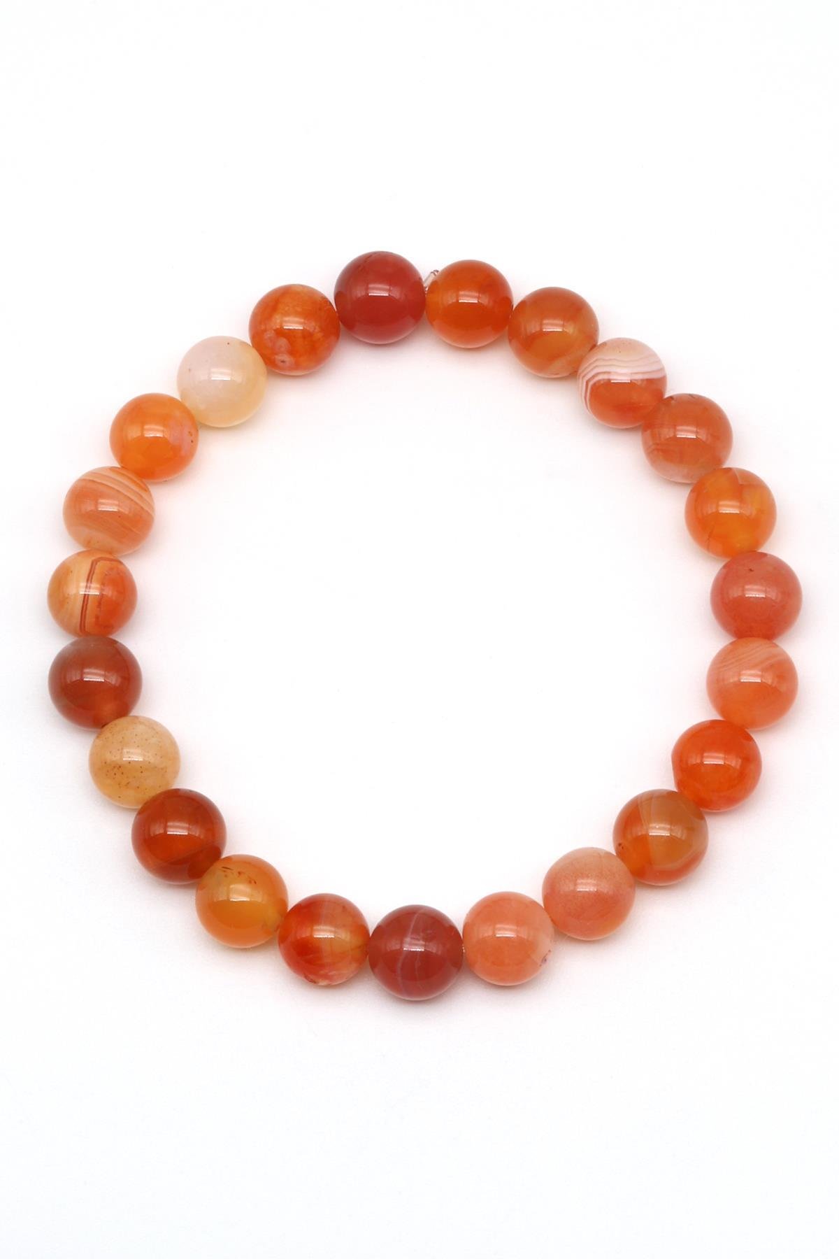 Karnelyan Akik Doğal Taş Bileklik 8 mm Küre Kesim