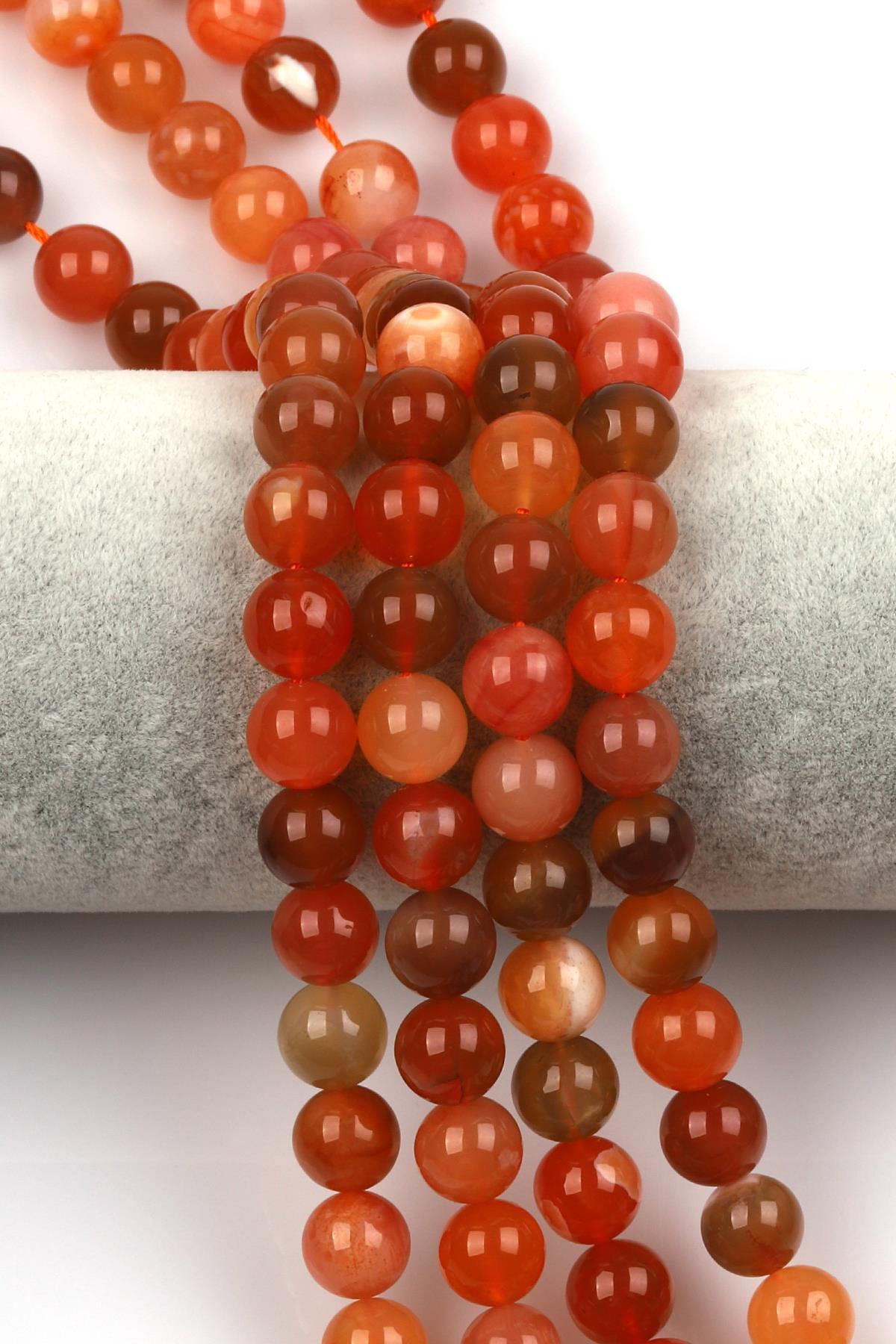 Karnelyan Akik Doğal Taş Dizi 10 mm Küre Kesim