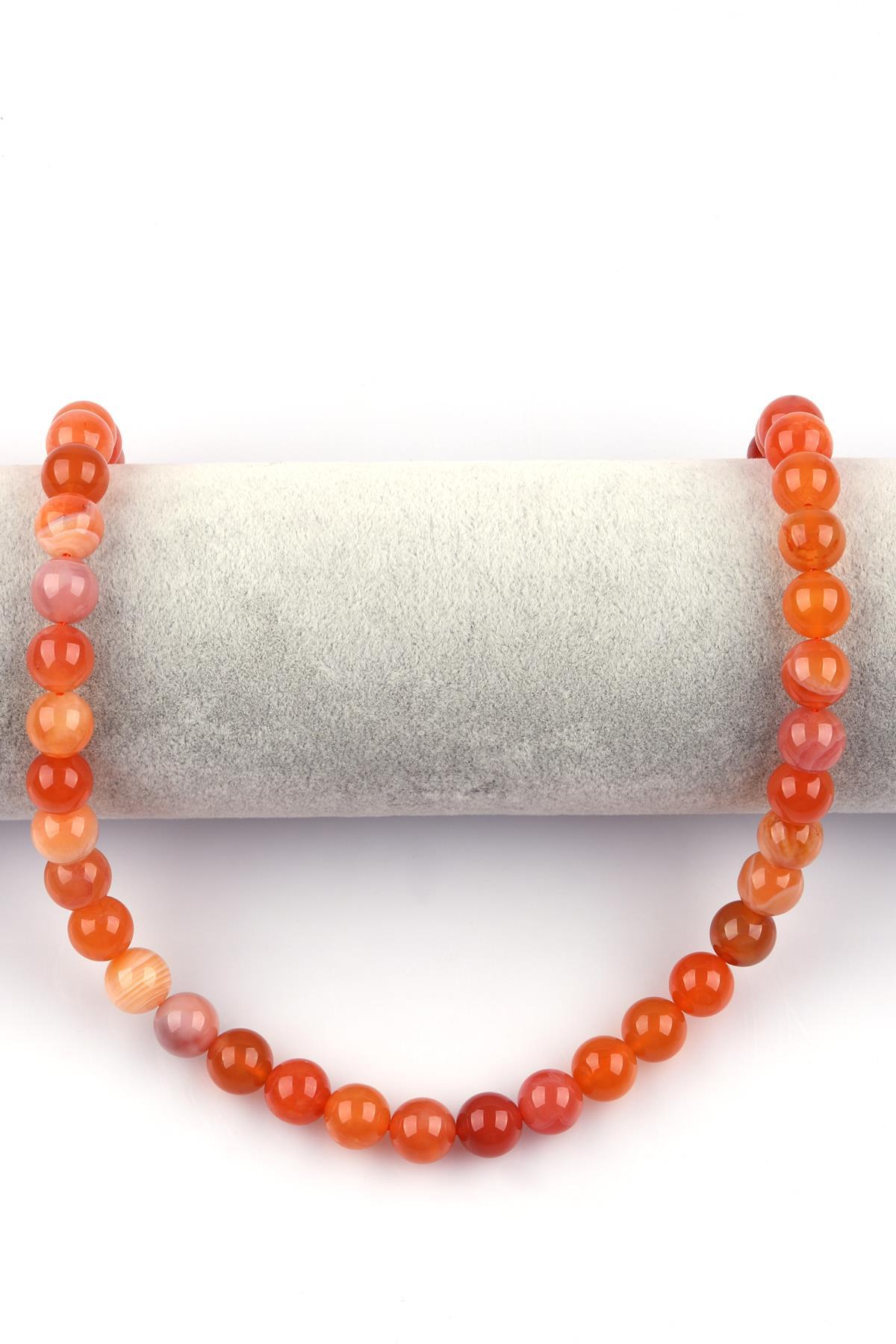 Karnelyan Akik Doğal Taş Dizi 10 mm Küre Kesim